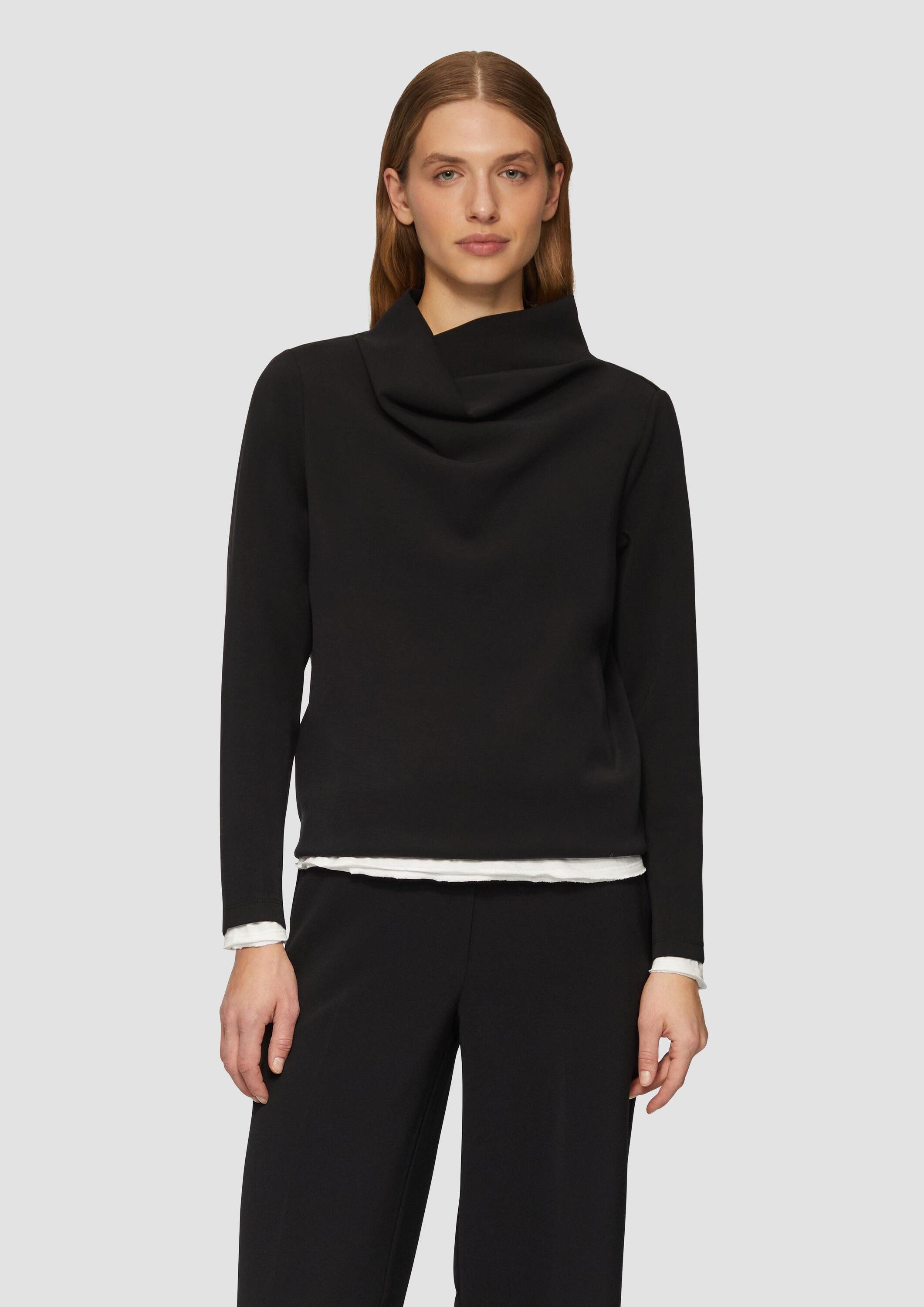 s.Oliver Sweatshirt Sweatshirt Scuba-Sweatshirt mit Wasserfallkragen günstig online kaufen