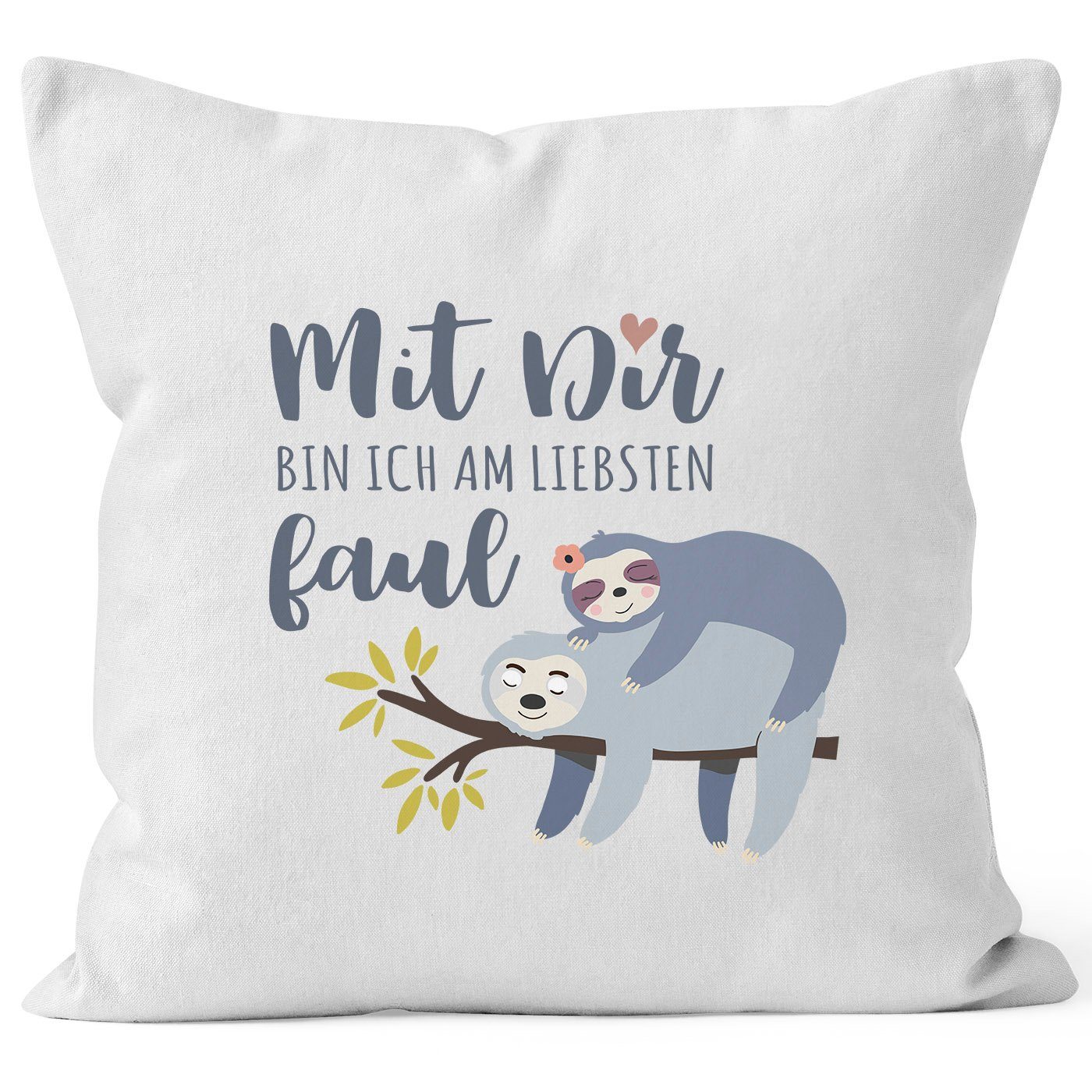 MoonWorks Dekokissen »KissenBezug Faultier Mit Dir bin ich am liebsten faul Spruch Pärchen