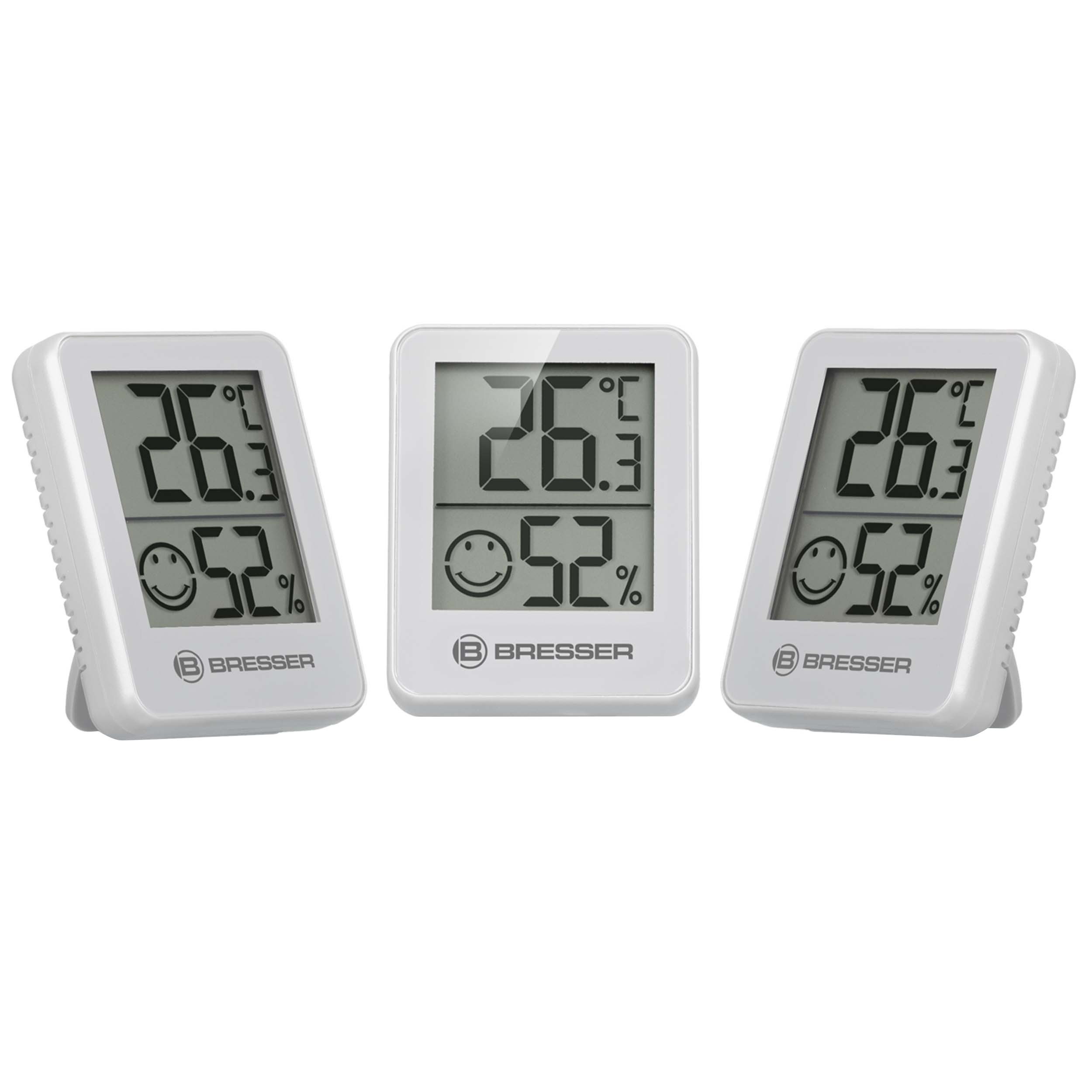 BRESSER Hygrometer ClimaTemp Thermo-Hygro Indikator 3er Set weiß