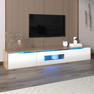 Ulife TV-Schrank Hochglanz-TV-Schrank,TV-Möbel mit farbwechselnder LED-Beleuchtung 180 x 35 x 30 cm