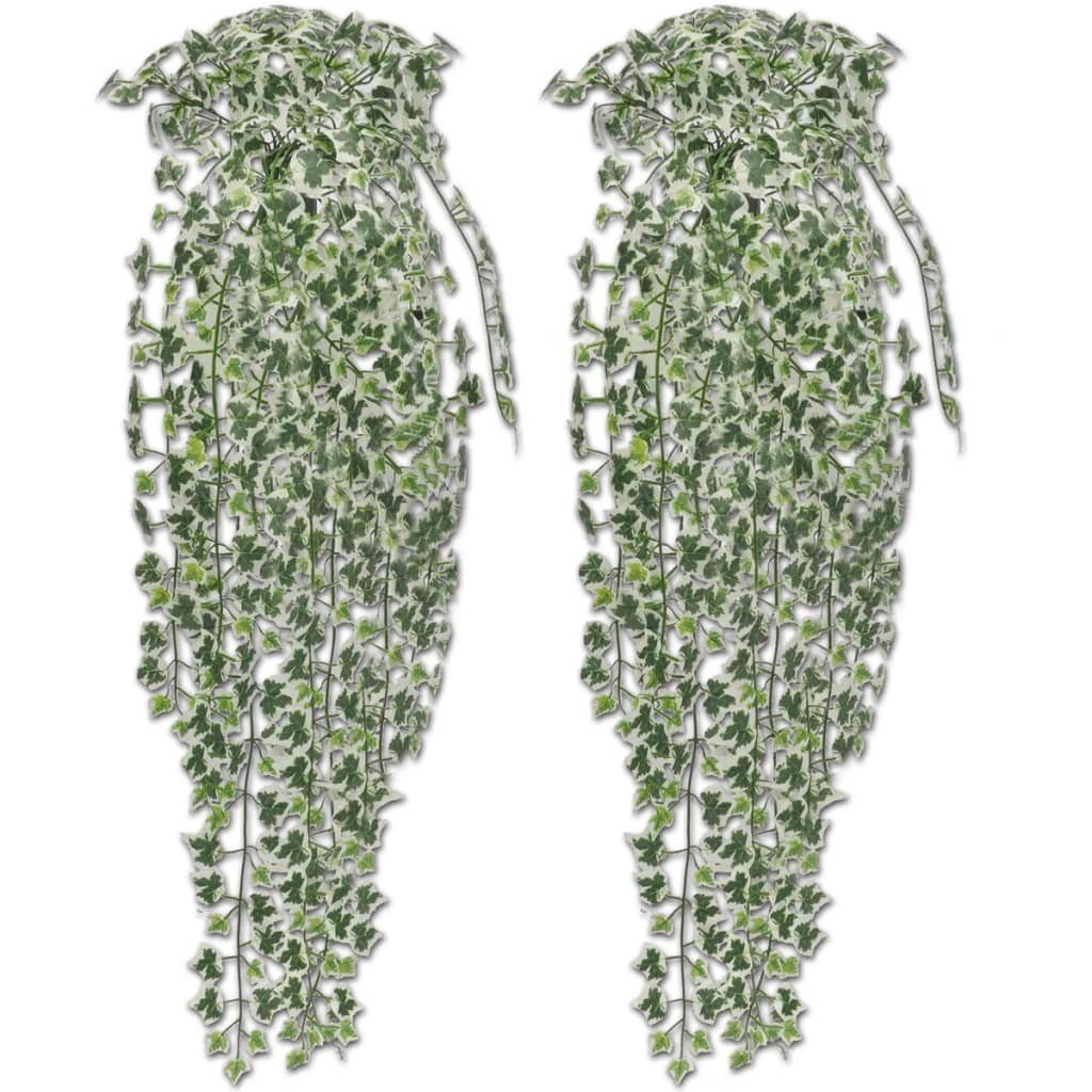 Kunstpflanze Künstlicher Efeu grün-weiß 90 cm 2 Stück, furnicato, Höhe 90 cm