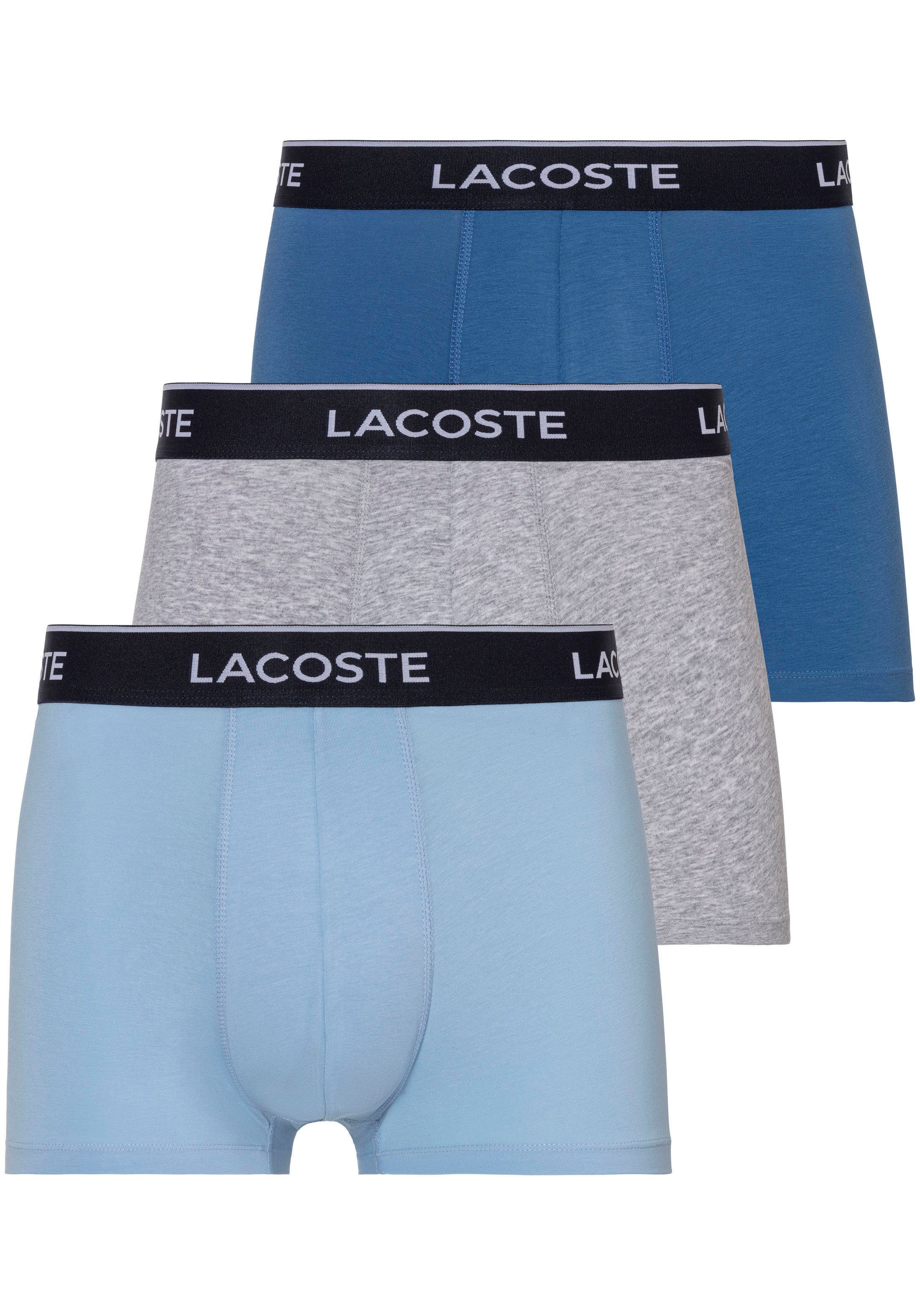 Lacoste Trunk eng Boxershorts Lacoste grau-blau-hb atmungsaktivem 3er-Pack) 3-St., Herren Premium Material (Packung, aus