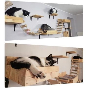 QLS Katzen-Kletterwand Wandmontage, Katzenliege Wandliege Katzenbett Katzenregal XXL