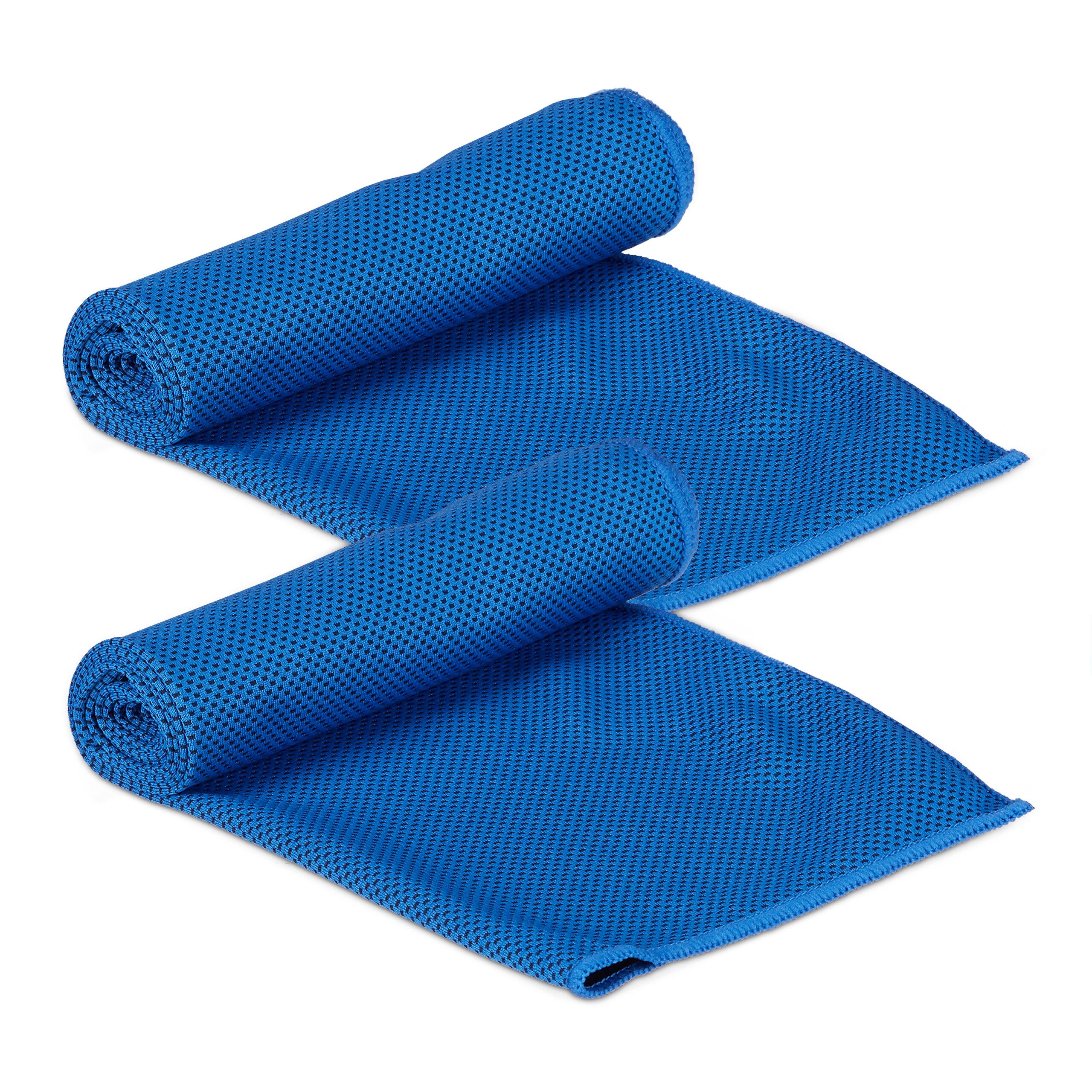 relaxdays Sporthandtuch 4x Kühlendes Handtuch in Blau