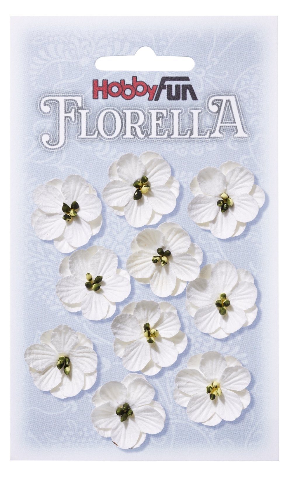 HobbyFun Dekofigur FLORELLA-Blüten aus Maulbeer-Papier, 2,5 cm, weiss