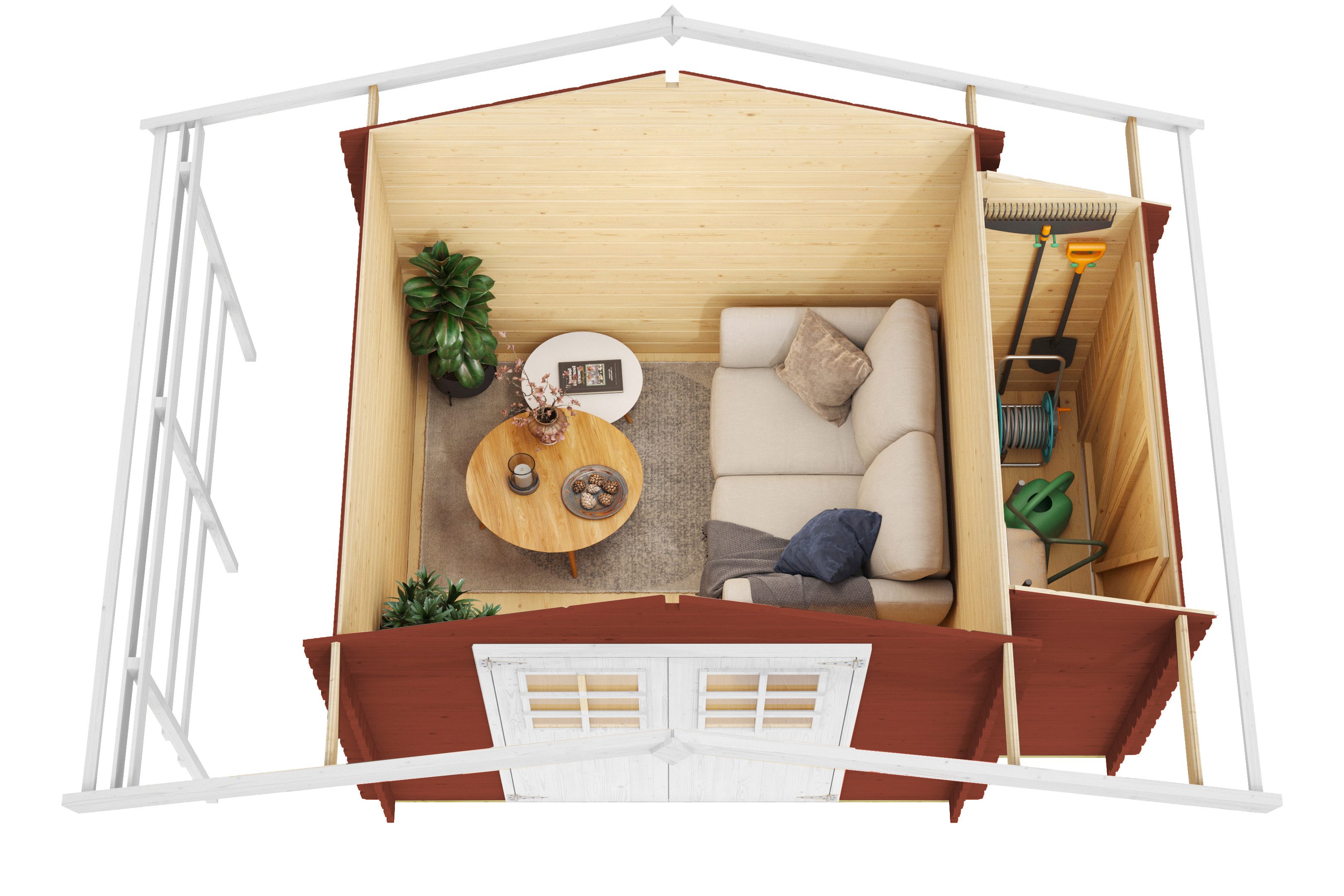 Nordic Holz Gartenhaus Vilano 2, BxT: 385x291 cm, mit 3 getrennten Bereiche