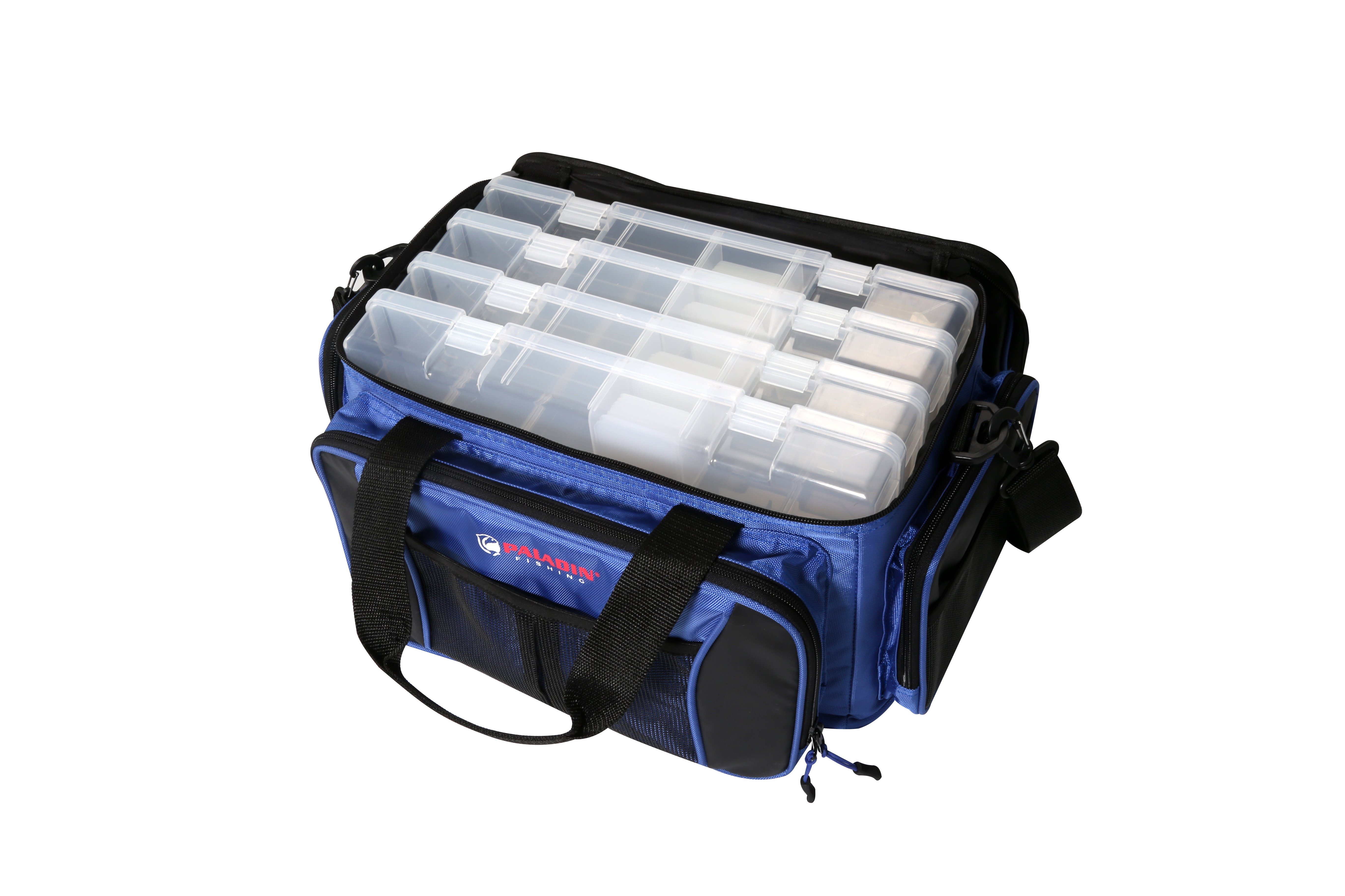 Paladin Angelkoffer Boxentasche (Boxentasche mit 4 Plastikboxen), Angeltasche mit vielen Taschen und Stauraum