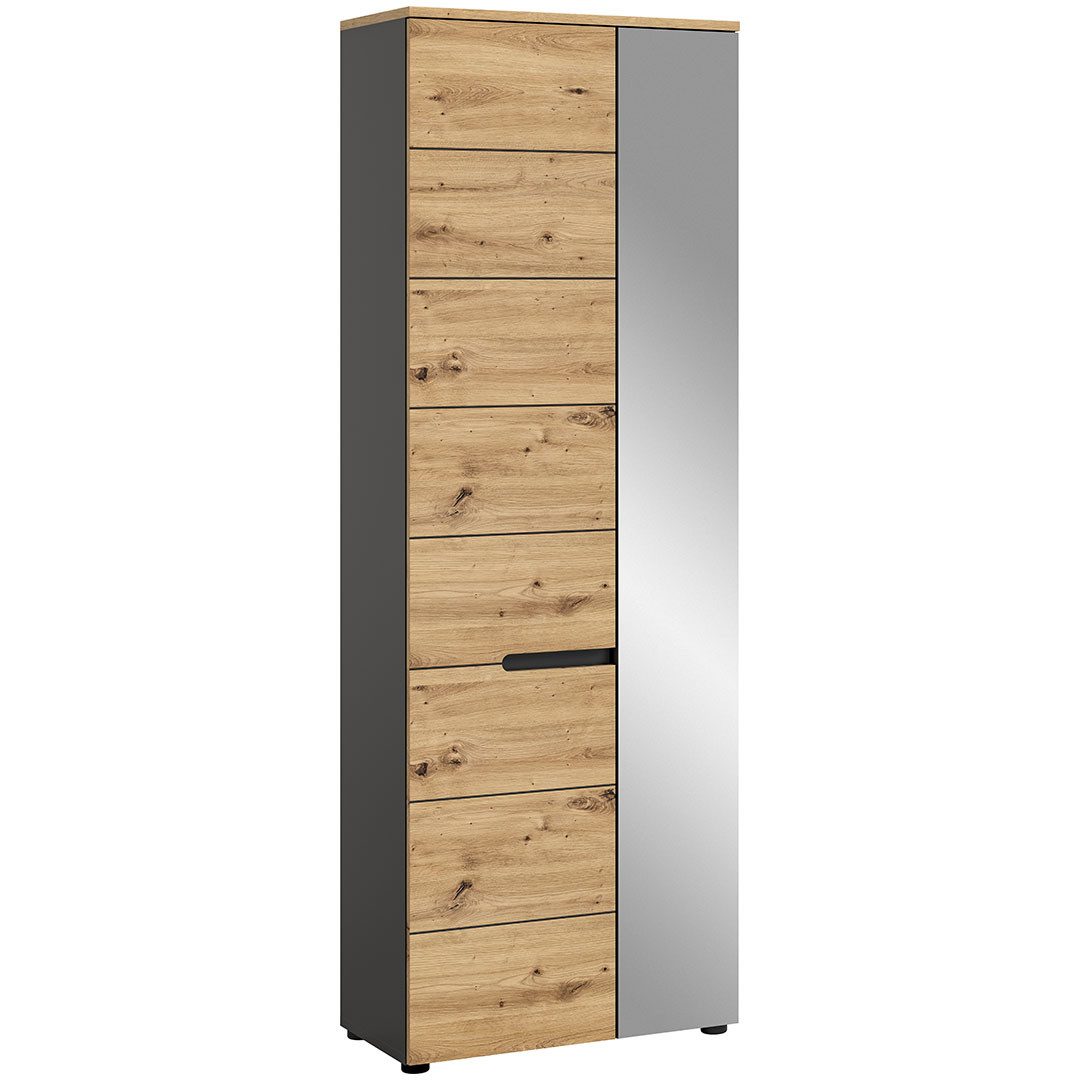 xonox.home Kleiderschrank Canu Kleiderschrank 1 Tür Eiche Dekor, Spiegel.