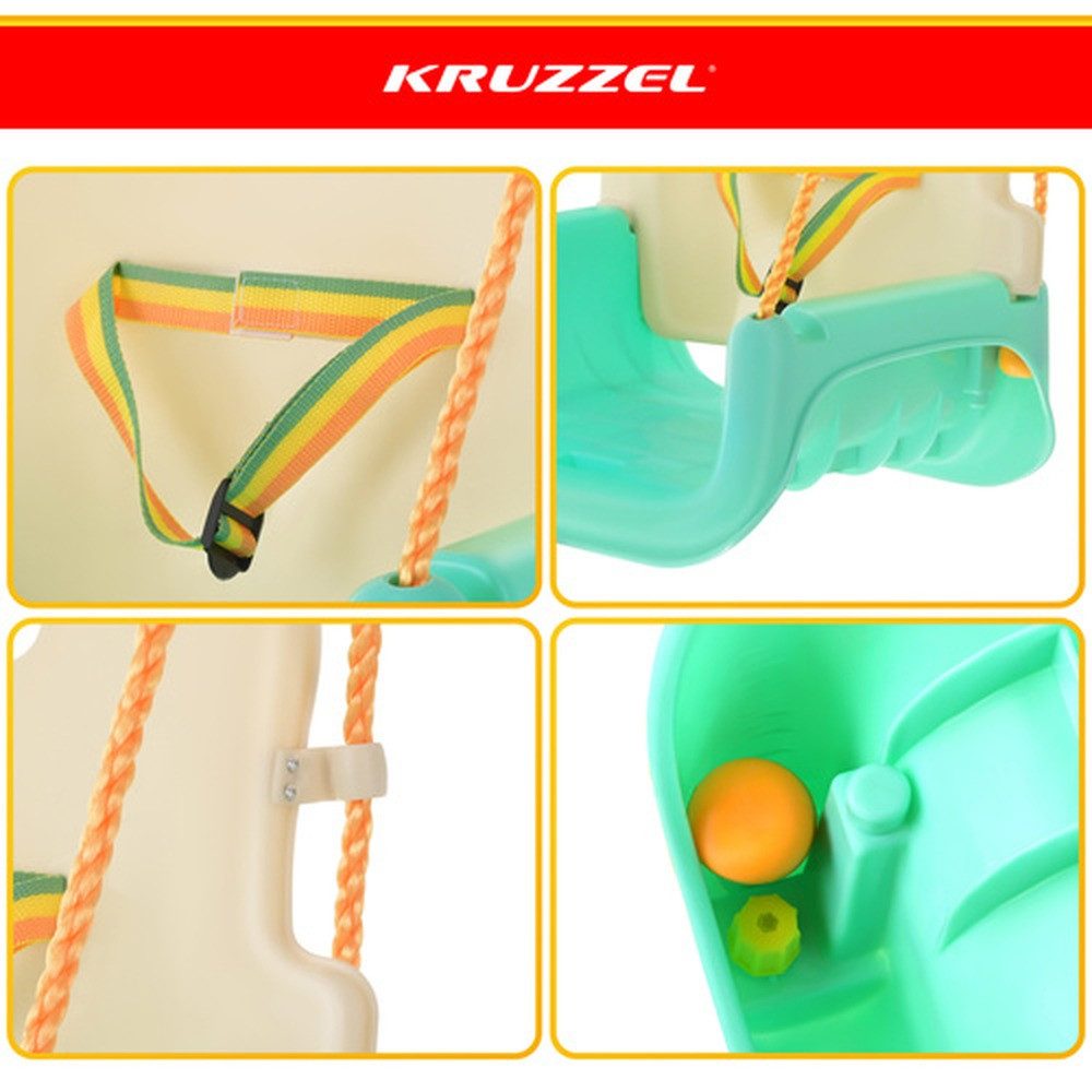KRUZZEL Babyschaukelsitz Kinderschaukel 3-in-1 Gartenschaukel (Spar-Set, 1-tlg), Rückenlehne, Sicherheitsbügel und Gurt sorgen für stabilen Halt