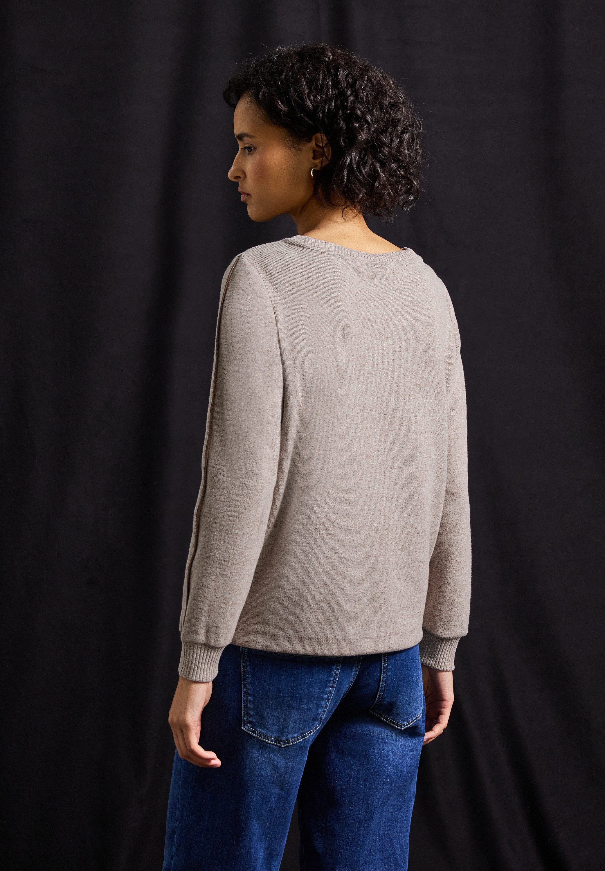 STREET ONE Strickpullover LTD QR cosy Shirt Langarmshirt mit Tape Details günstig online kaufen