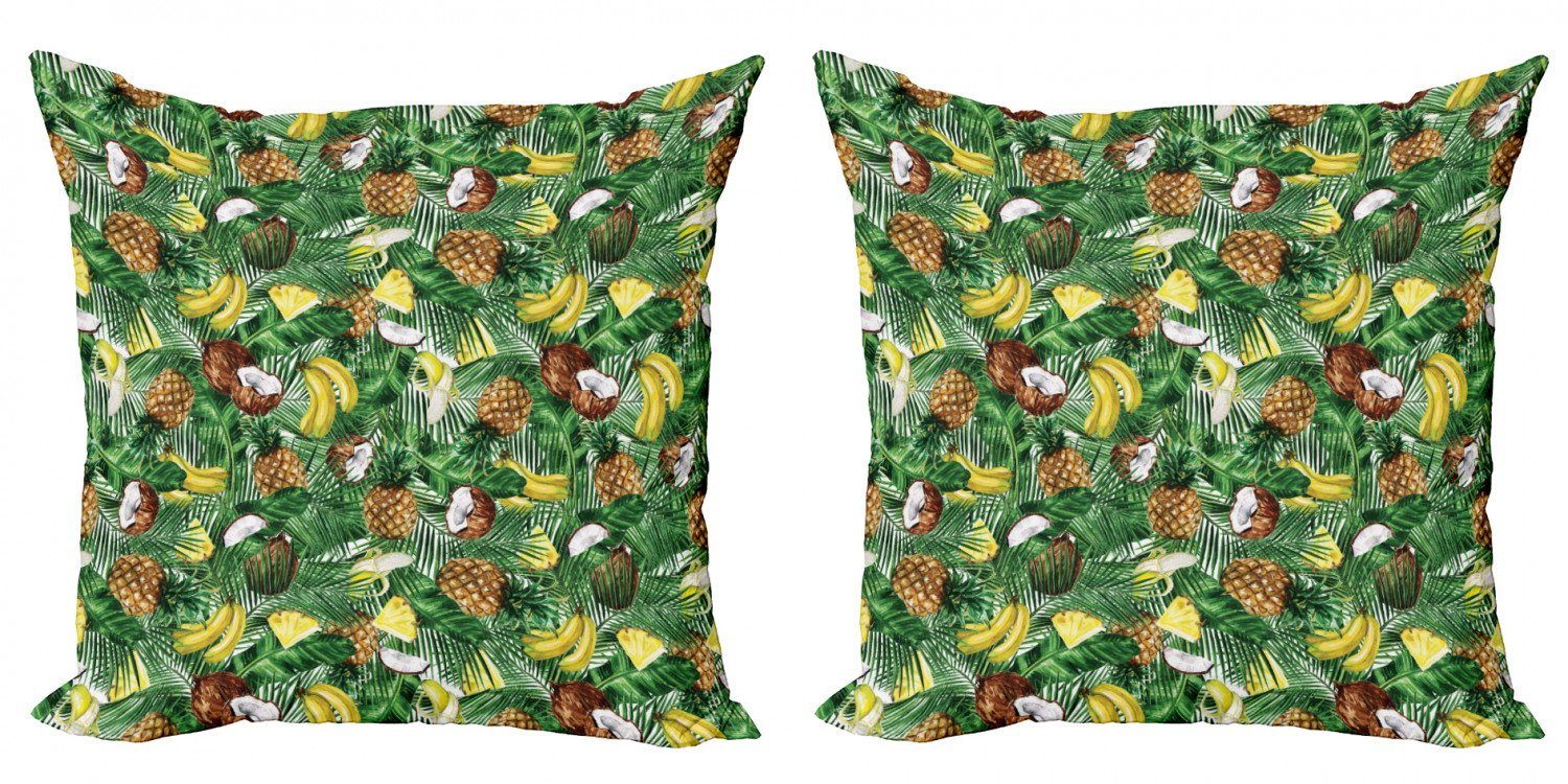 (2 Stück), Banana Kissenbezüge Digitaldruck, Coconut Modern Accent Doppelseitiger Ananas Tropisch Abakuhaus