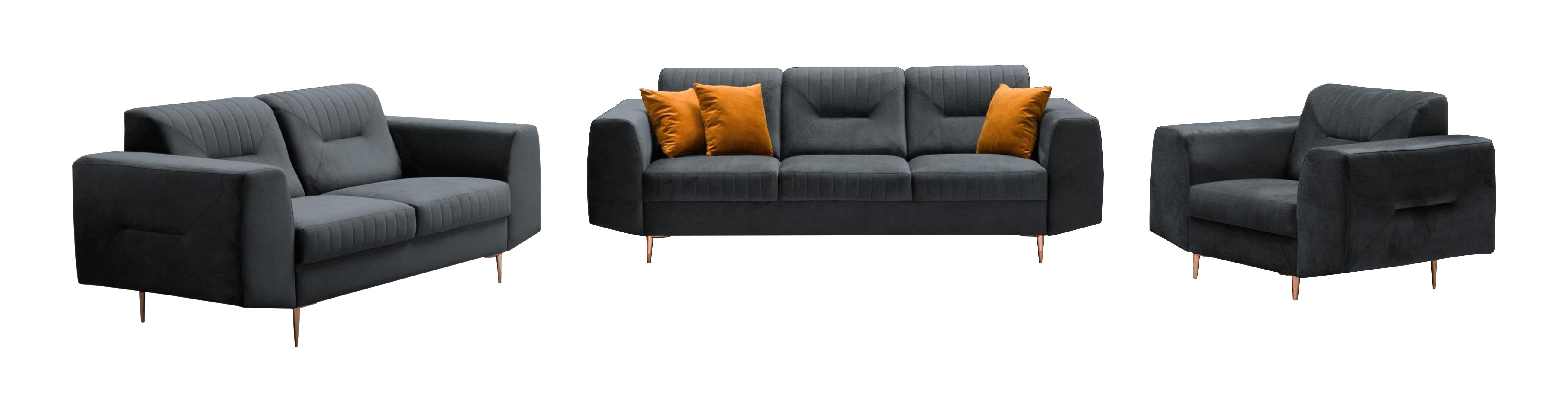 Beautysofa Polstergarnitur im modernen Stil auf hohen Metallbeinen VENEZIA, günstig online kaufen