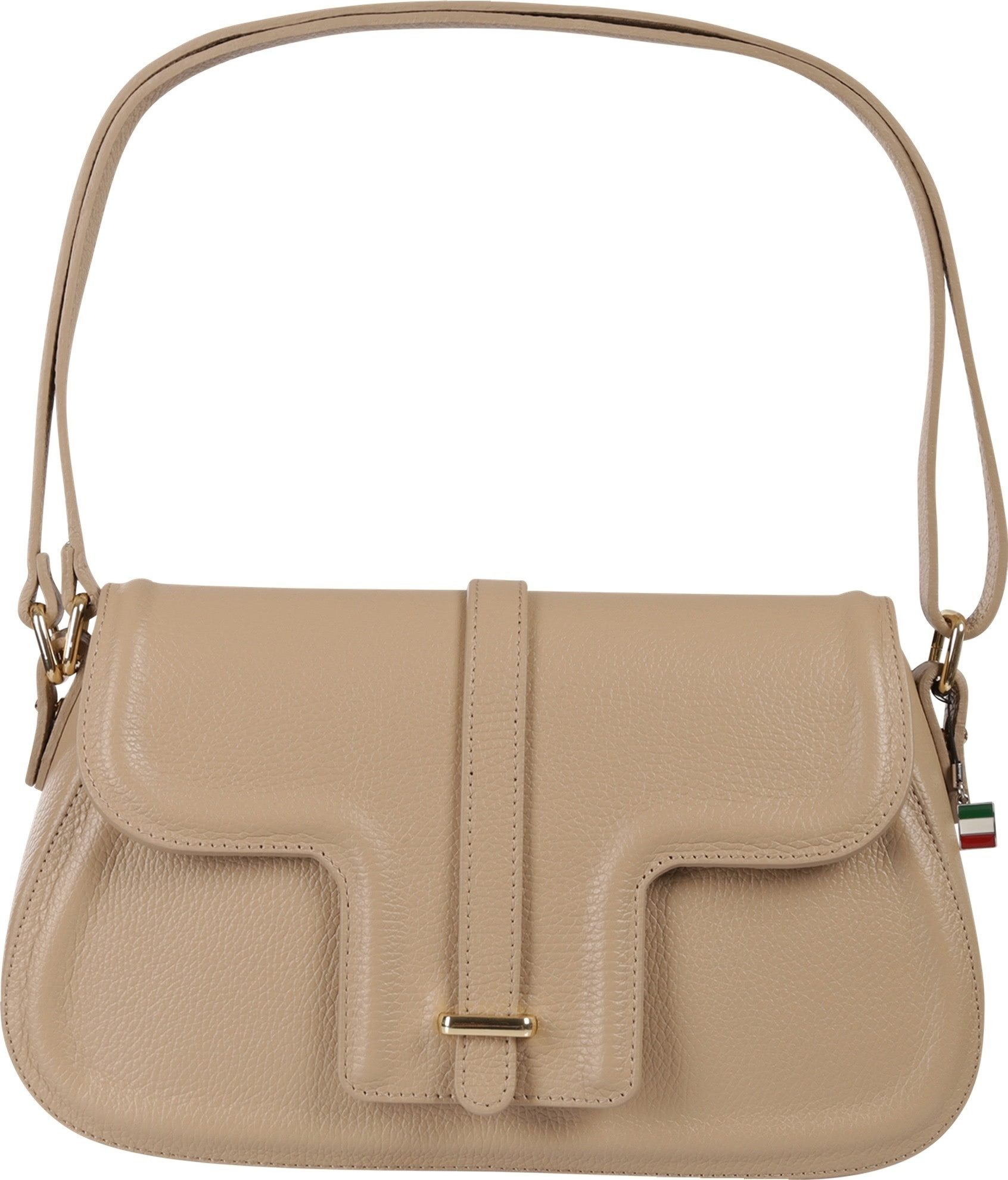 FLORENCE Schultertasche Florence Damen Schultertasche Leder (Schultertasche), Damen Schultertasche Leder, taupe, beige ca. 33cm x ca. 20cm hoch