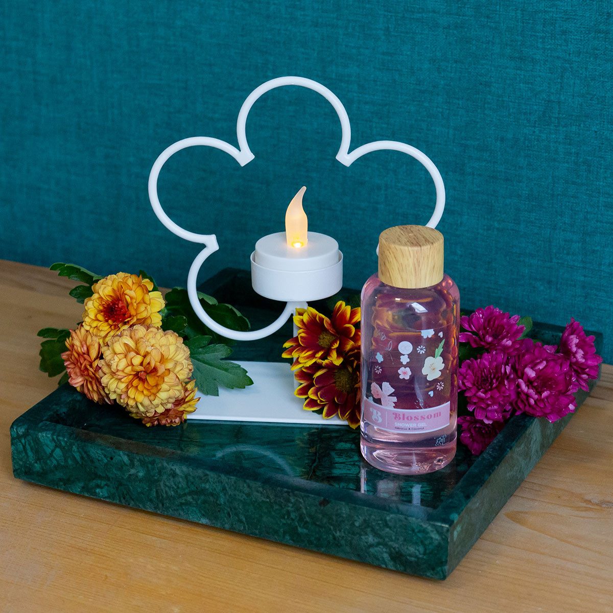 ACCENTRA Duschgel Geschenkset BLOSSOM mit Kerzenständer, 2-tlg.