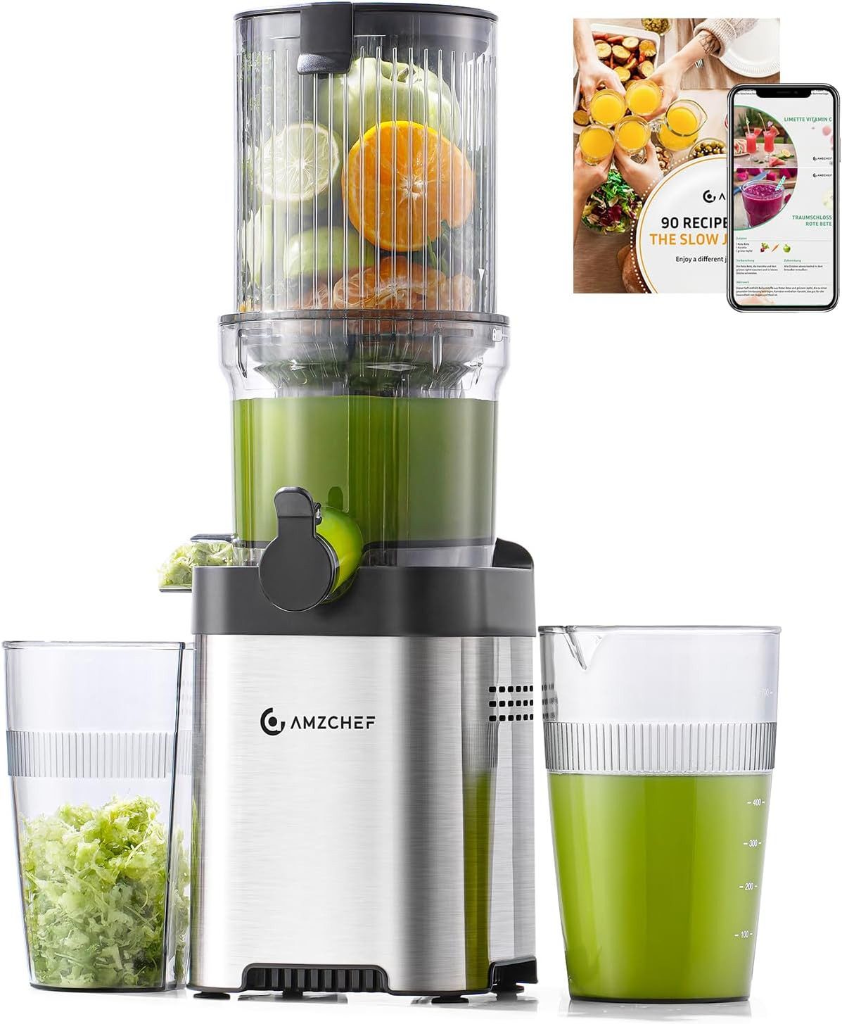 AMZCHEF Slow Juicer CE-ZM19OT02M-SV, 220 W