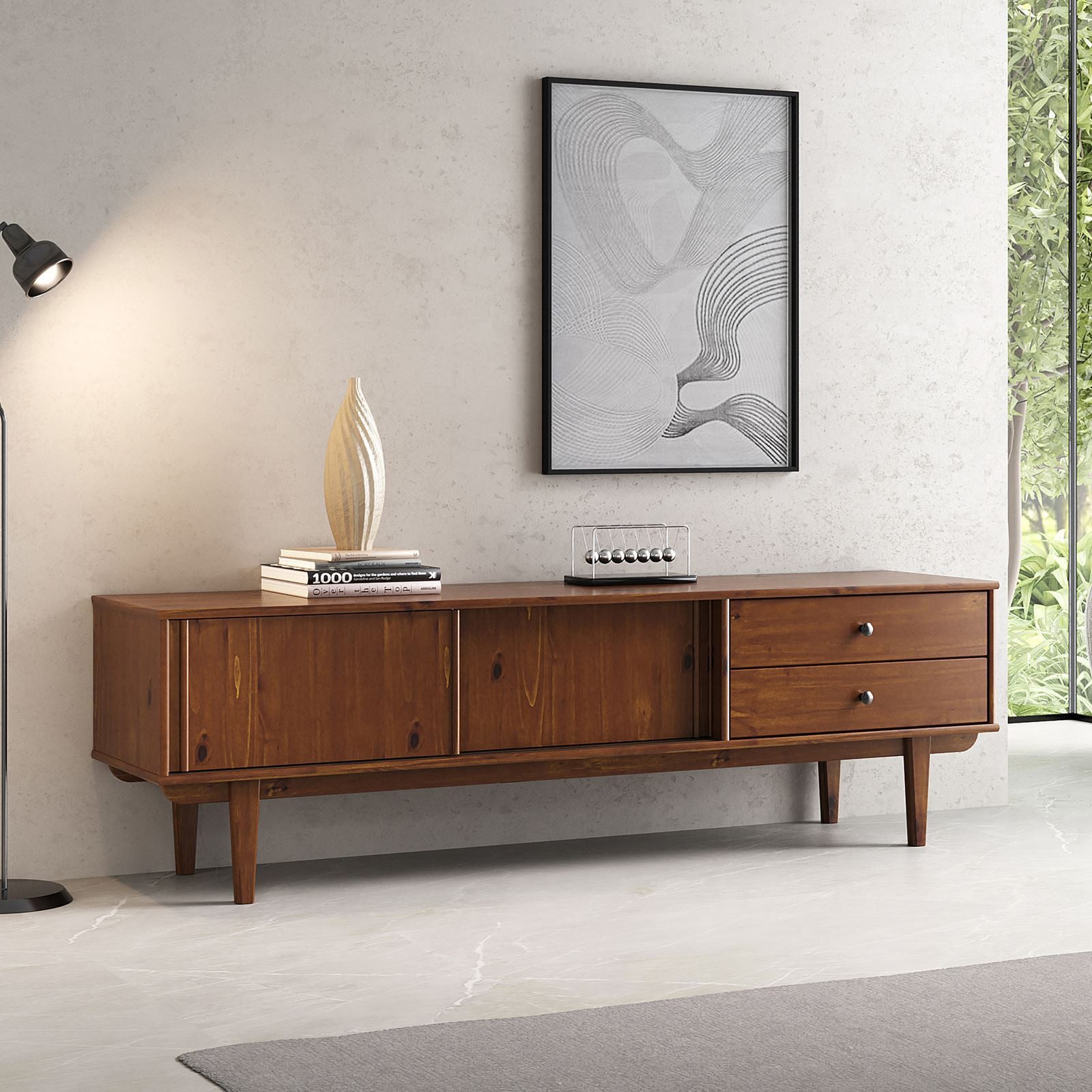 IDIMEX Lowboard SIMONA, TV Lowboard 175 cm aus Massivholz mit 2 Schiebetüre günstig online kaufen