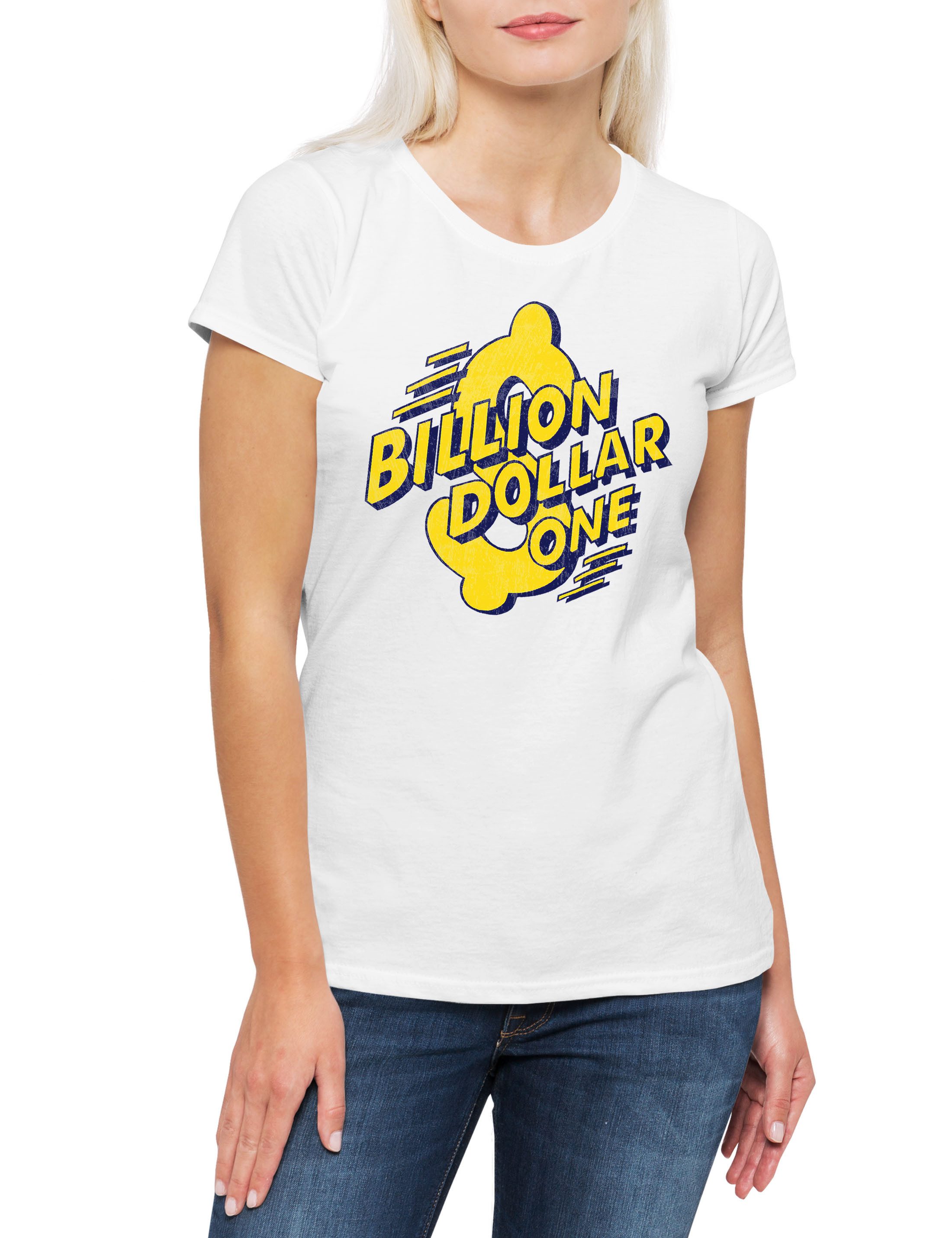 Print-Shirt Billion Dollar One Damen T-Shirt Rich Logo 80s Kult Richie Movie Film