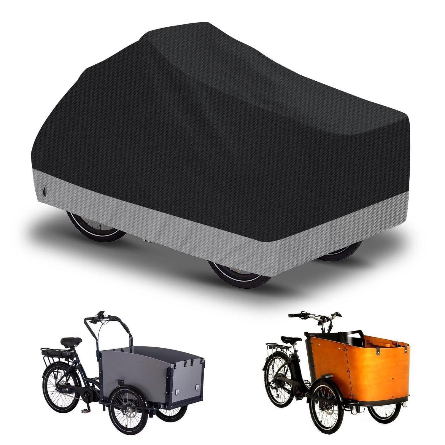 LuxusKollektion Fahrradschutzhülle Lastenrad Abdeckung wasserdicht 600D Oxford Abdeckplane Schwarzgrau