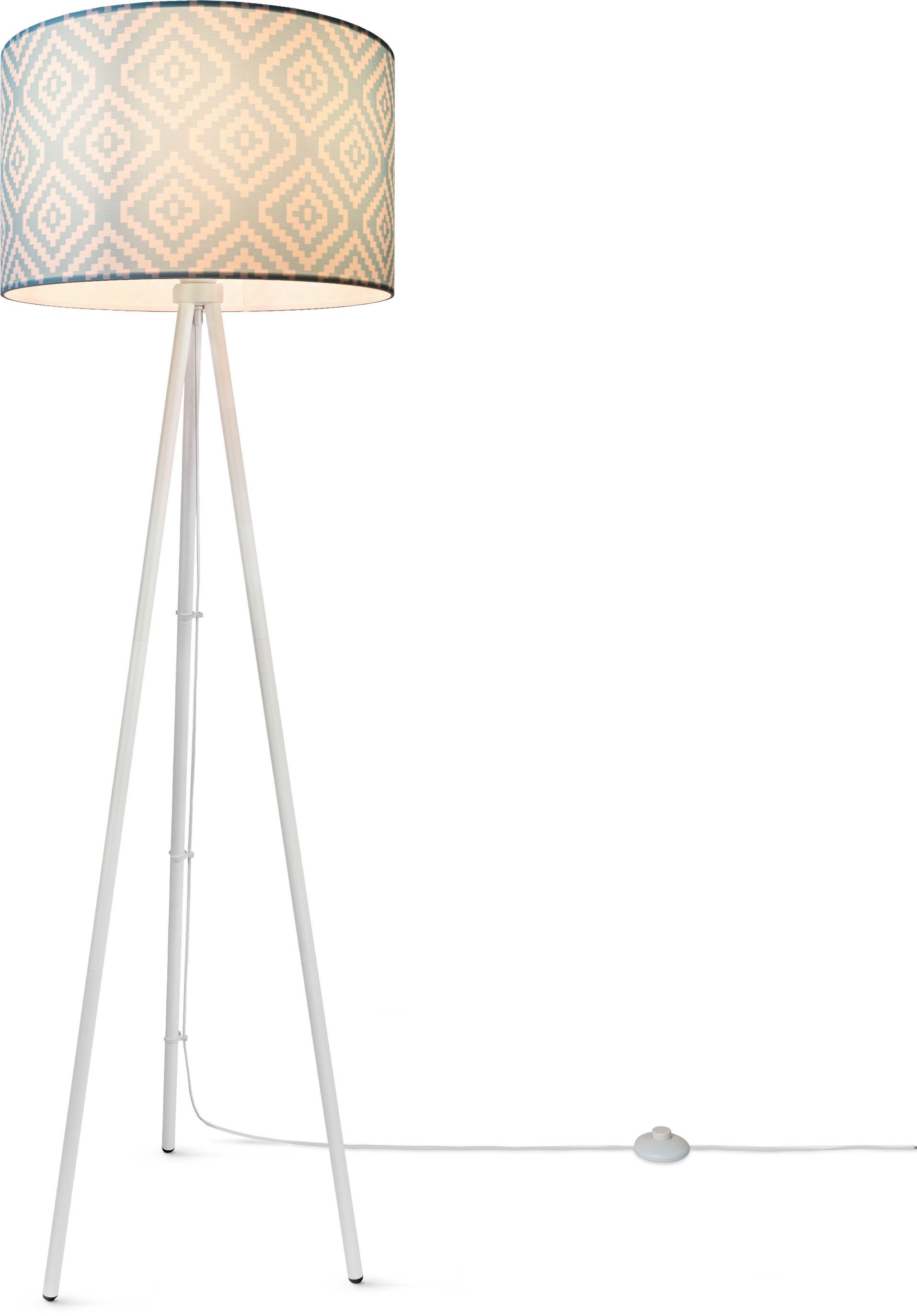 Stofflampenschirm Vintage Modern Leuchtmittel, Wohnzimmer Dreibein Paco Stella, ohne Textil Home Stehlampe Trina Design