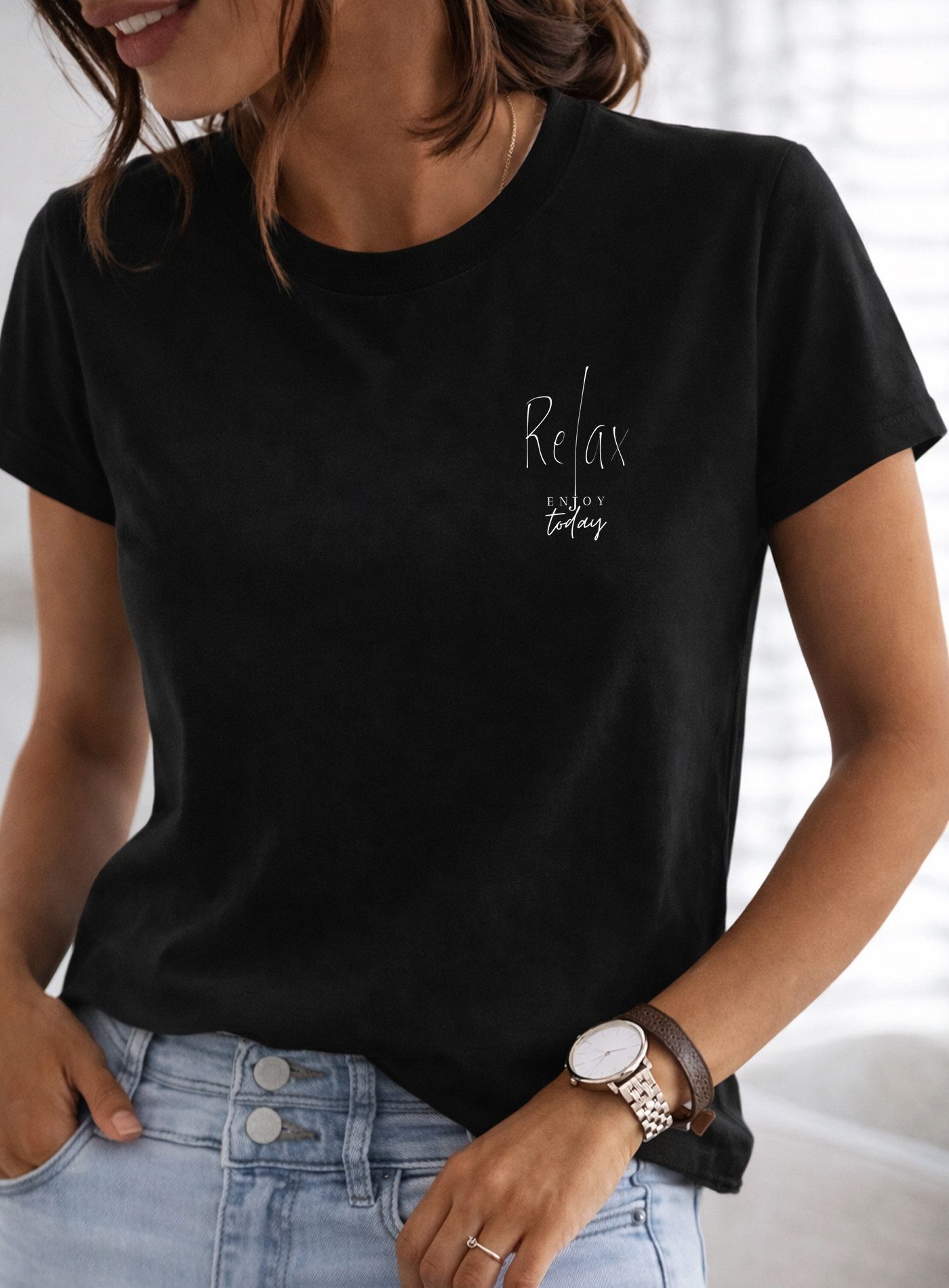 T-Shirt Damen Shirt Rundhals Basic "Relax"