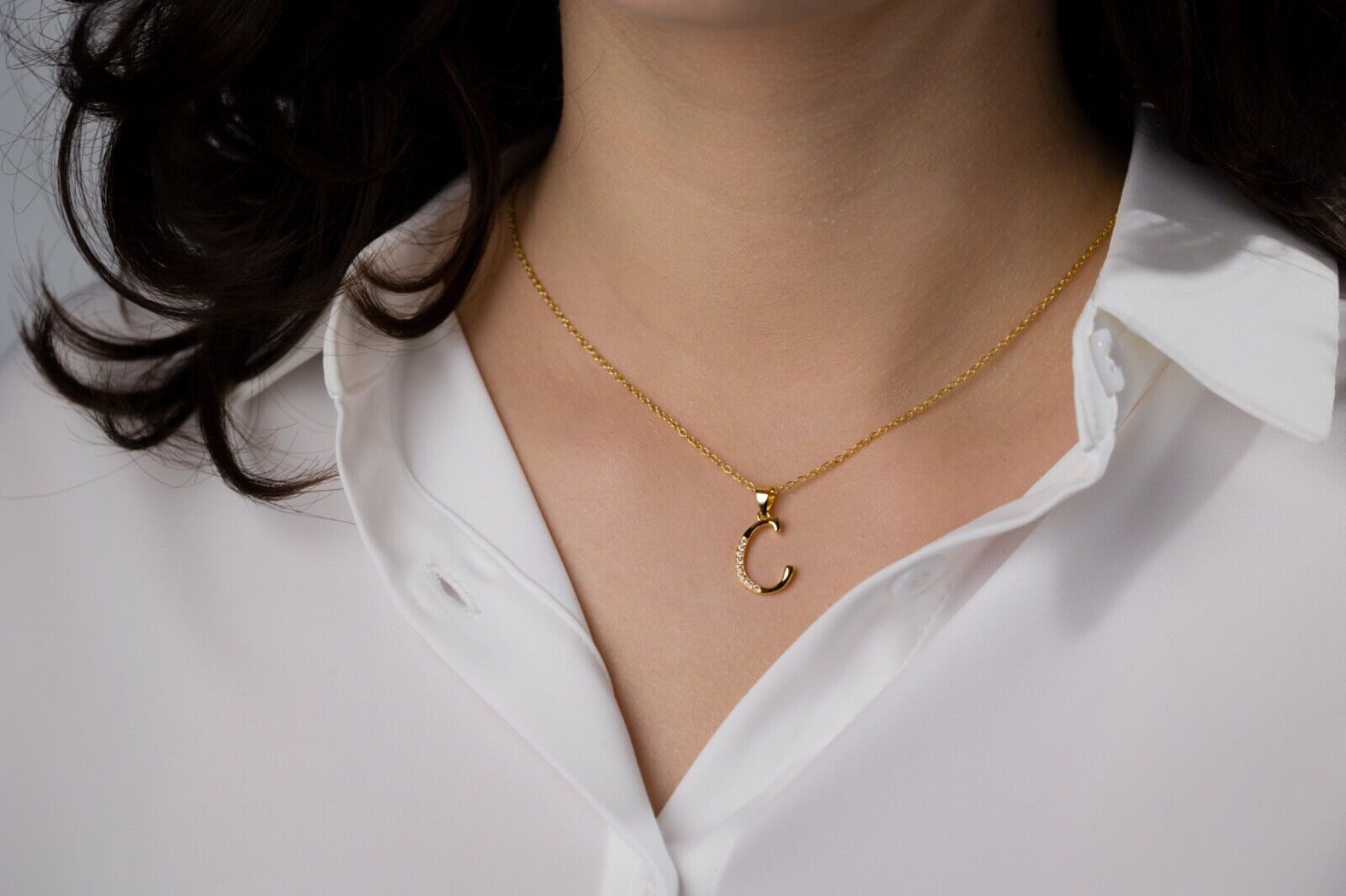 AMERITA Kette mit Anhänger Buchstabe C 925 Sterling Silber goldene Halskette Buchstabenkette, (inkl. Luxus Schmucketui), Geschenkidee für Frauen Damen