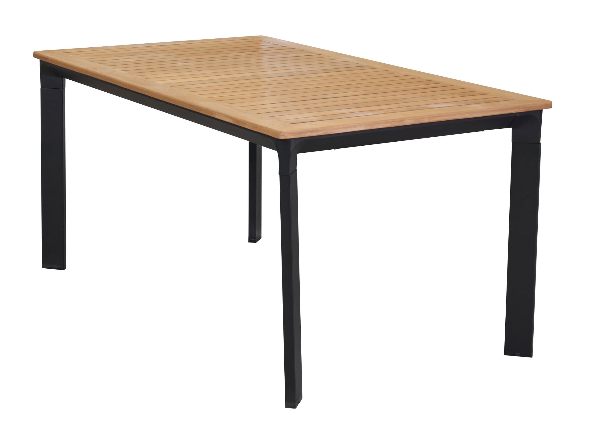 LC Garden Gartentisch Unicamo Esstisch matt schwarz/Teak 160x90cm Esstisch