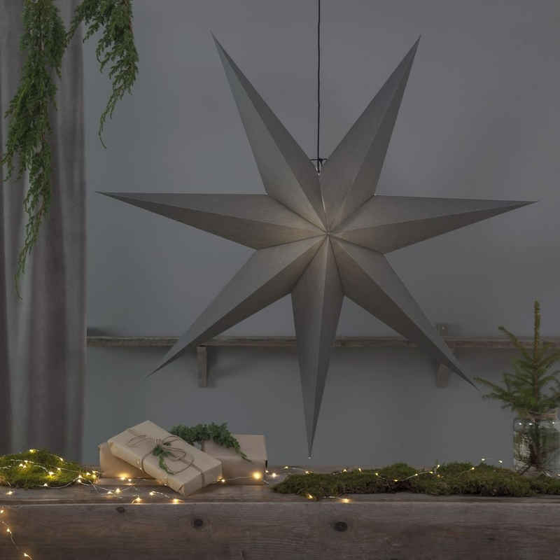STAR TRADING Kleiderständer Papierstern Ozen grau E27 Fassung 140x140cm, LED Weihnachtssterne