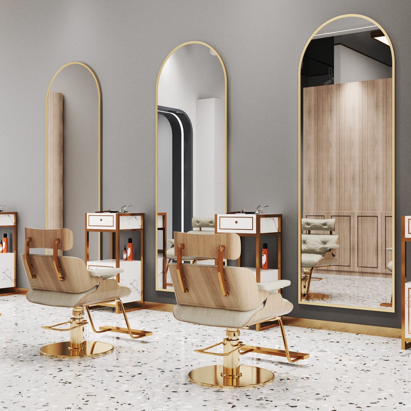 WDWRITTI Ganzkörperspiegel Gold groß für Friseurladen Hotel Wohnzimmer Schl günstig online kaufen