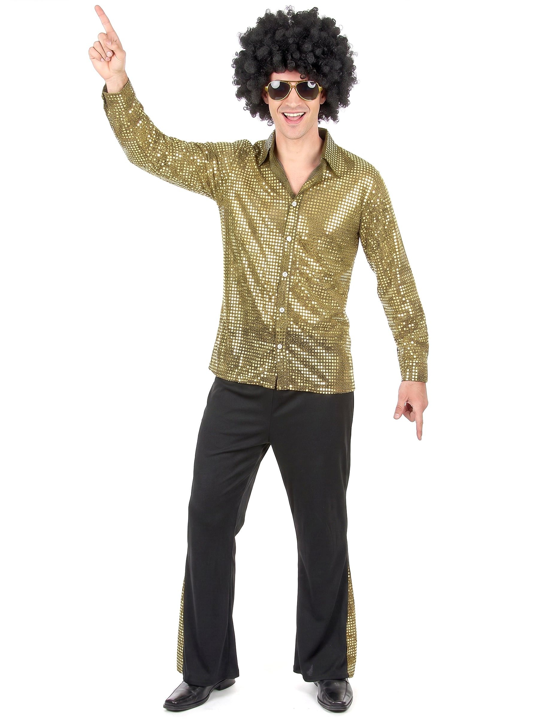 JADEO Kostüm Disco Kostüm für Herren gold-schwarz