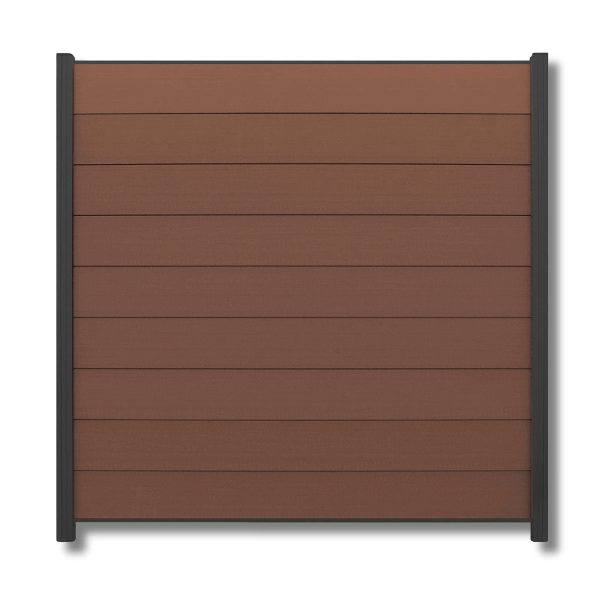 WPC Profi Zaun Set Komplettset Sichtschutzzaun Alupfosten Redwood Braun 180x180cm, (Komplettset, mit Start- und Abschlussleisten, Pfosten und Zubehör)