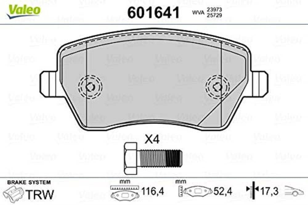 Valeo Scheibenbremse Valeo Bremsbelagsatz Scheibenbremse 601641, für NISSAN RENAULT DACIA