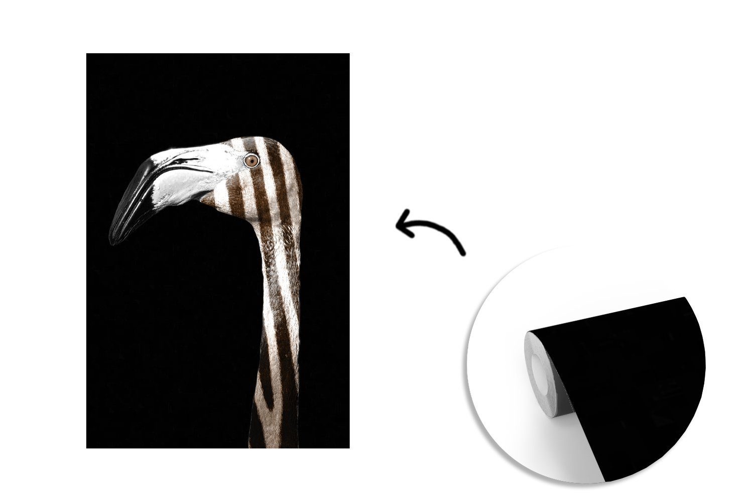 Wandtapete - Porträt Zebra, Fototapete MuchoWow (3 für Montagefertig Matt, Tapete - Wohnzimmer, bedruckt, Vinyl Flamingo St),