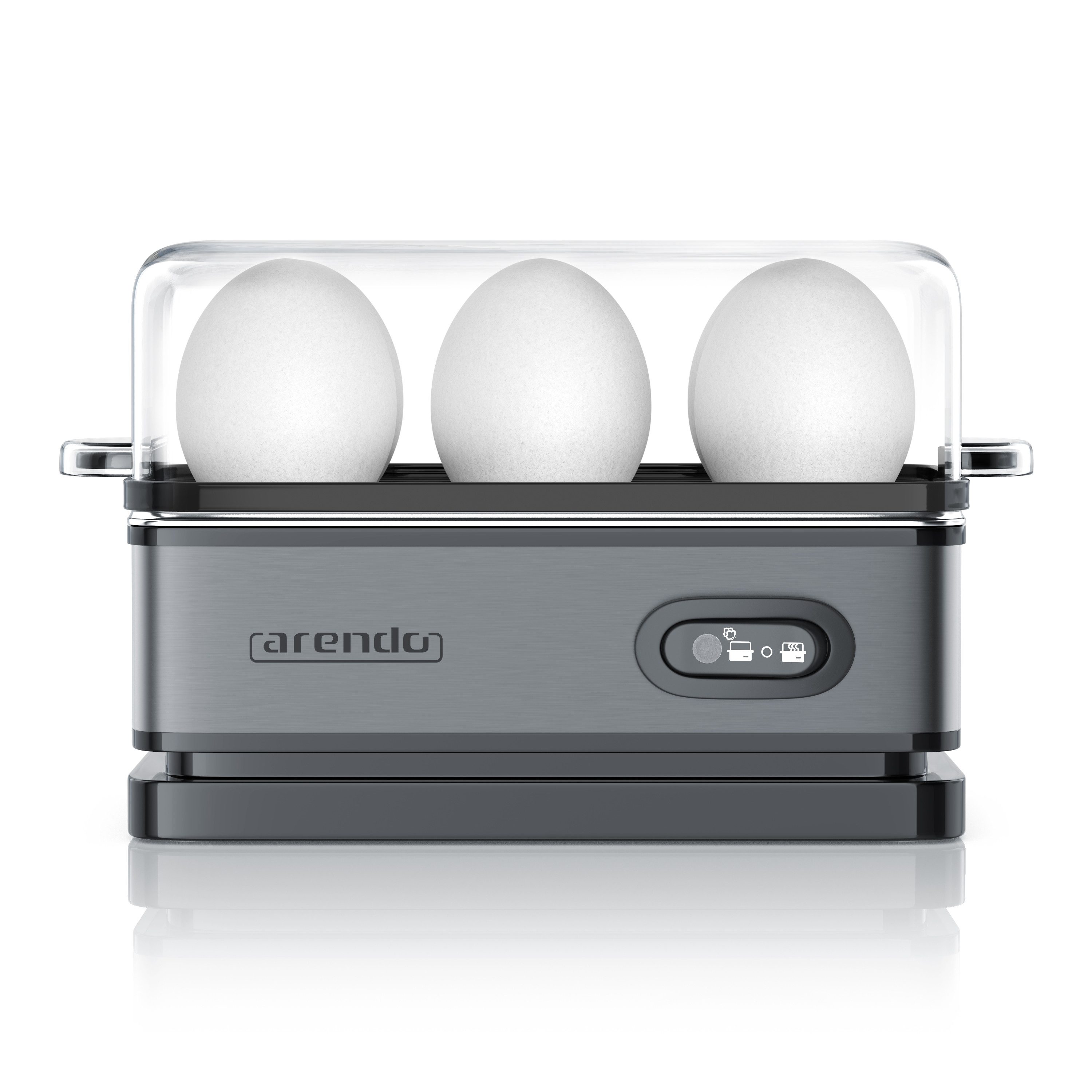 Arendo Eierkocher 6-fach, Edelstahl, frei wählbarer Härtegrad, mit Warmhaltefunktion, Anzahl Eier: 6 St., 400 W, Kipp-Funktionsschalter mit Indikationsleuchte, für bis zu 6 Eier