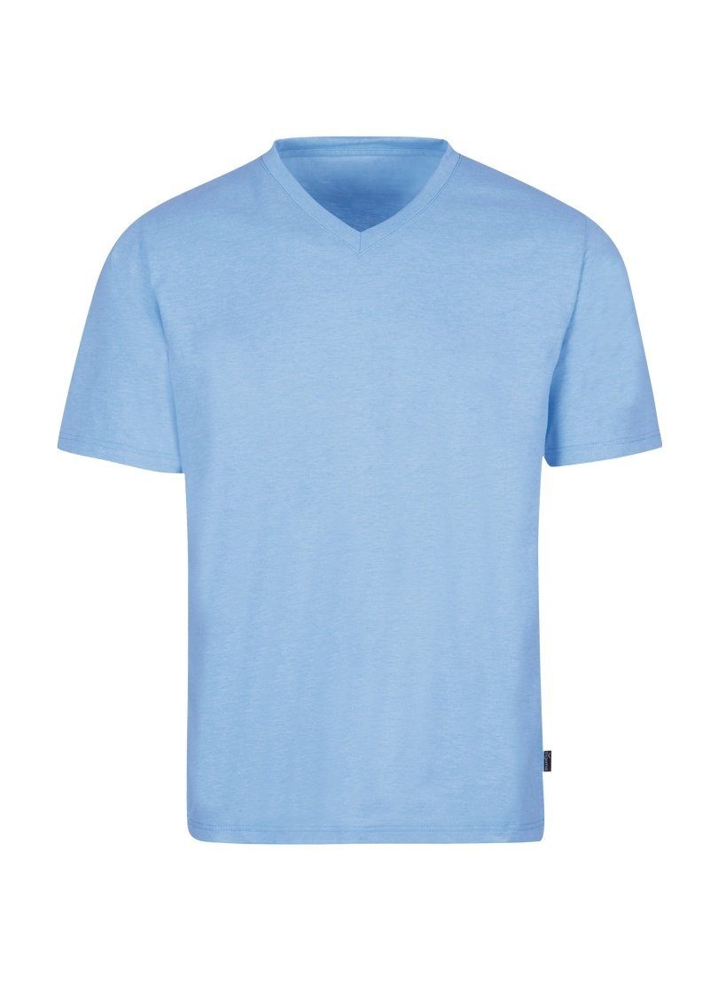 Trigema iceblue-melange DELUXE TRIGEMA Baumwolle T-Shirt V-Shirt