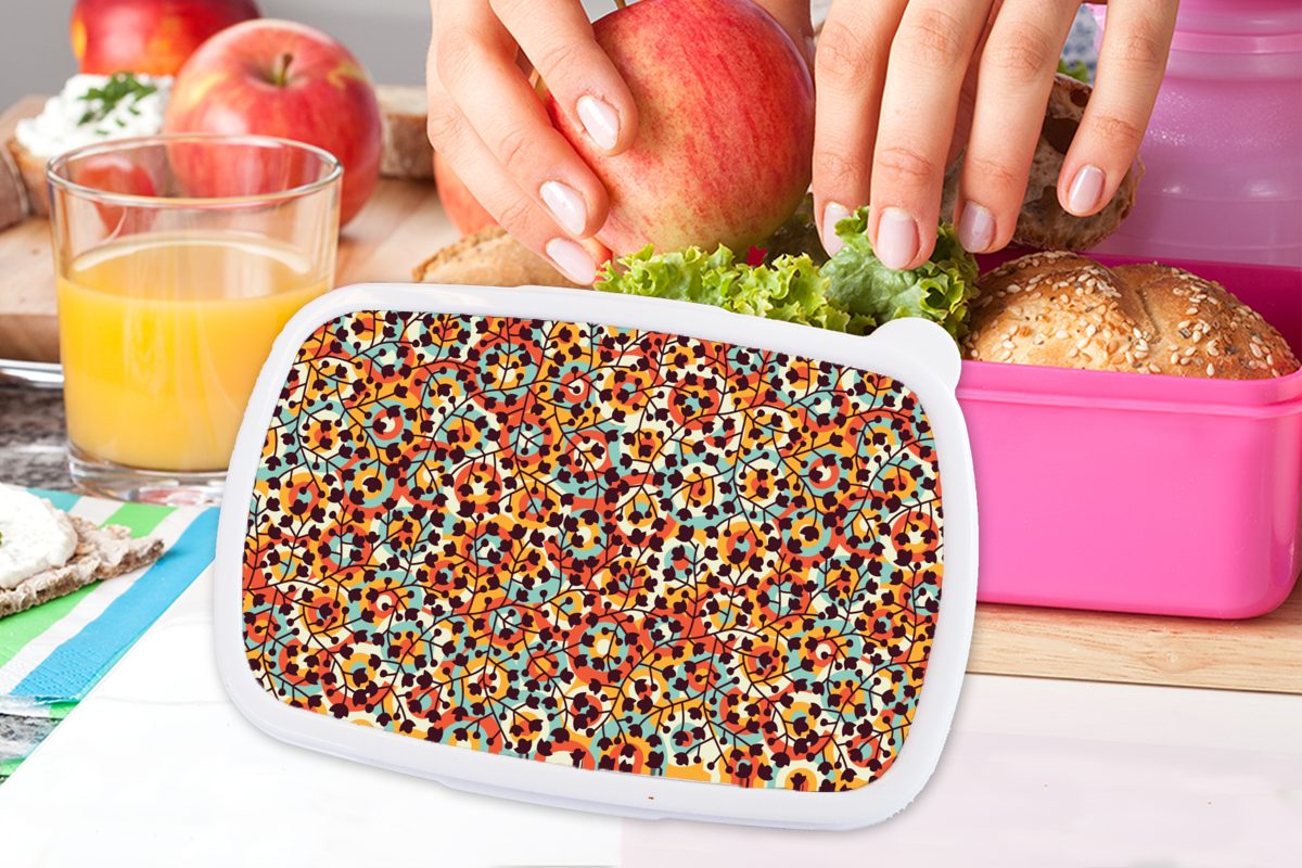 Muster, rosa Kreis - (2-tlg), - MuchoWow Brotdose Blumen Erwachsene, Brotbox Mädchen, Kinder, Lunchbox für Bohème Kunststoff Kunststoff, - Snackbox,