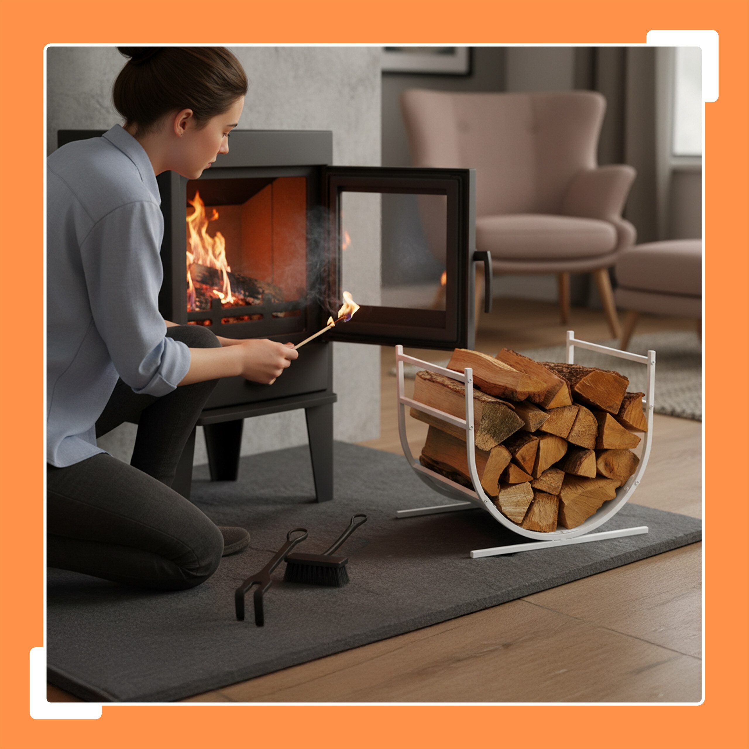 relaxdays Kaminholzregal Modernes Kaminholzregal in U-Form, BxTxH:46x38x40 cm, weiß