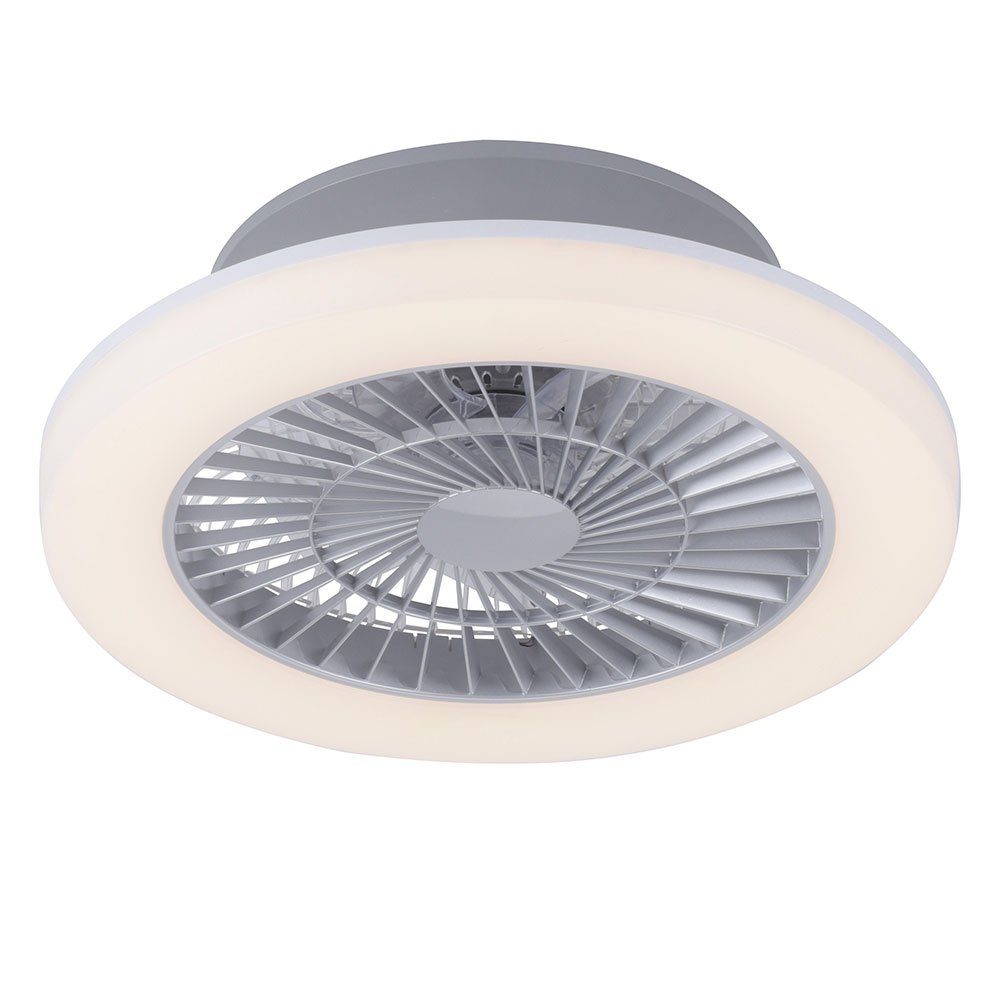 LeuchtenDirekt Deckenventilator, Ventilatorleuchte Deckenlampe Deckenventilator LED stahlfarben weiß