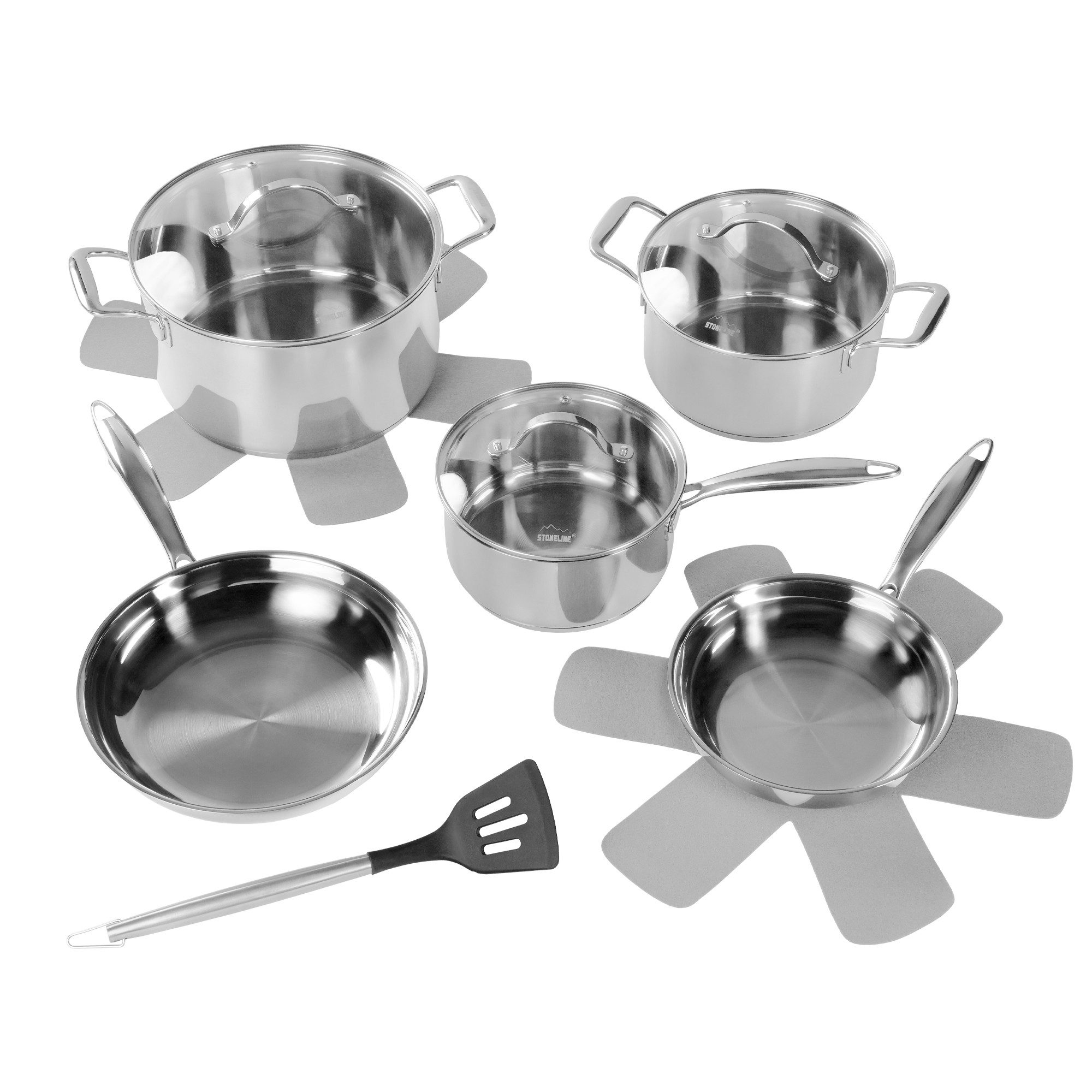 STONELINE Topf-Set Edelstahl Kochgeschirr-Set 11-teilig 18/20/24, mit Deckeln
