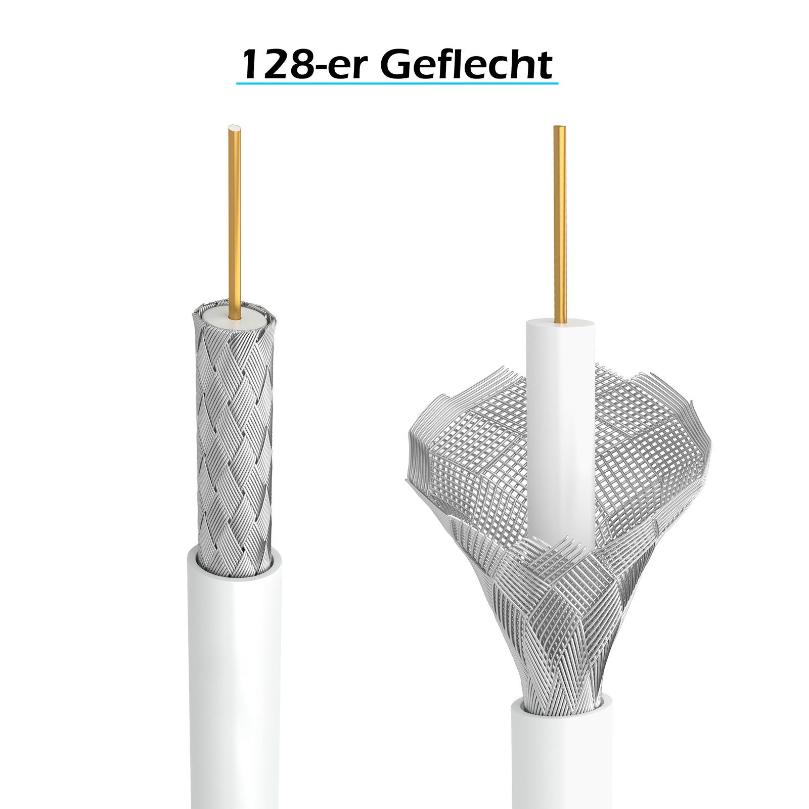 HB-DIGITAL SAT Anschluss Kabel 100dB 2 x F-St vergoldet 2 x Ferritkern SAT-Kabel, (150 cm), mit vergoldeten Stecker und Ferritkern Mantelstromfilter