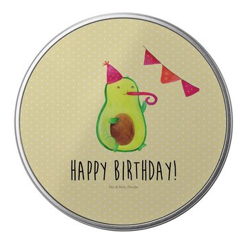 Mr. & Mrs. Panda Aufbewahrungsdose Avocado Geburtstag - Gelb Pastell - Geschenk, Party, Metalldose, Gesc (1 St), Einzigartiges Design