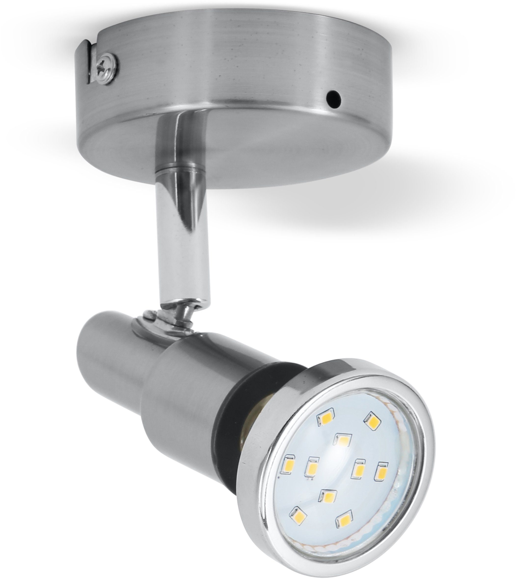 B.K.Licht LED IP44 Deckenspot 5W schwenkbar, wechselbar, Deckenleuchte, Warmweiß, Wandleuchte, 3.000K, Leuchtmittel GU10, Aurel, 400lm