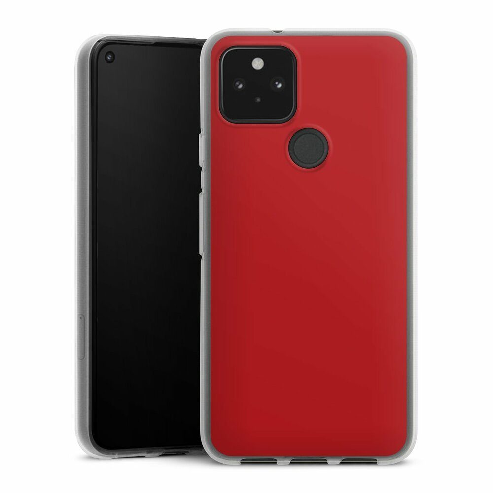 DeinDesign Handyhülle »Rot einfarbig Farbe Karminrot«, Google Pixel 5  Silikon Hülle Bumper Case Handy Schutzhülle