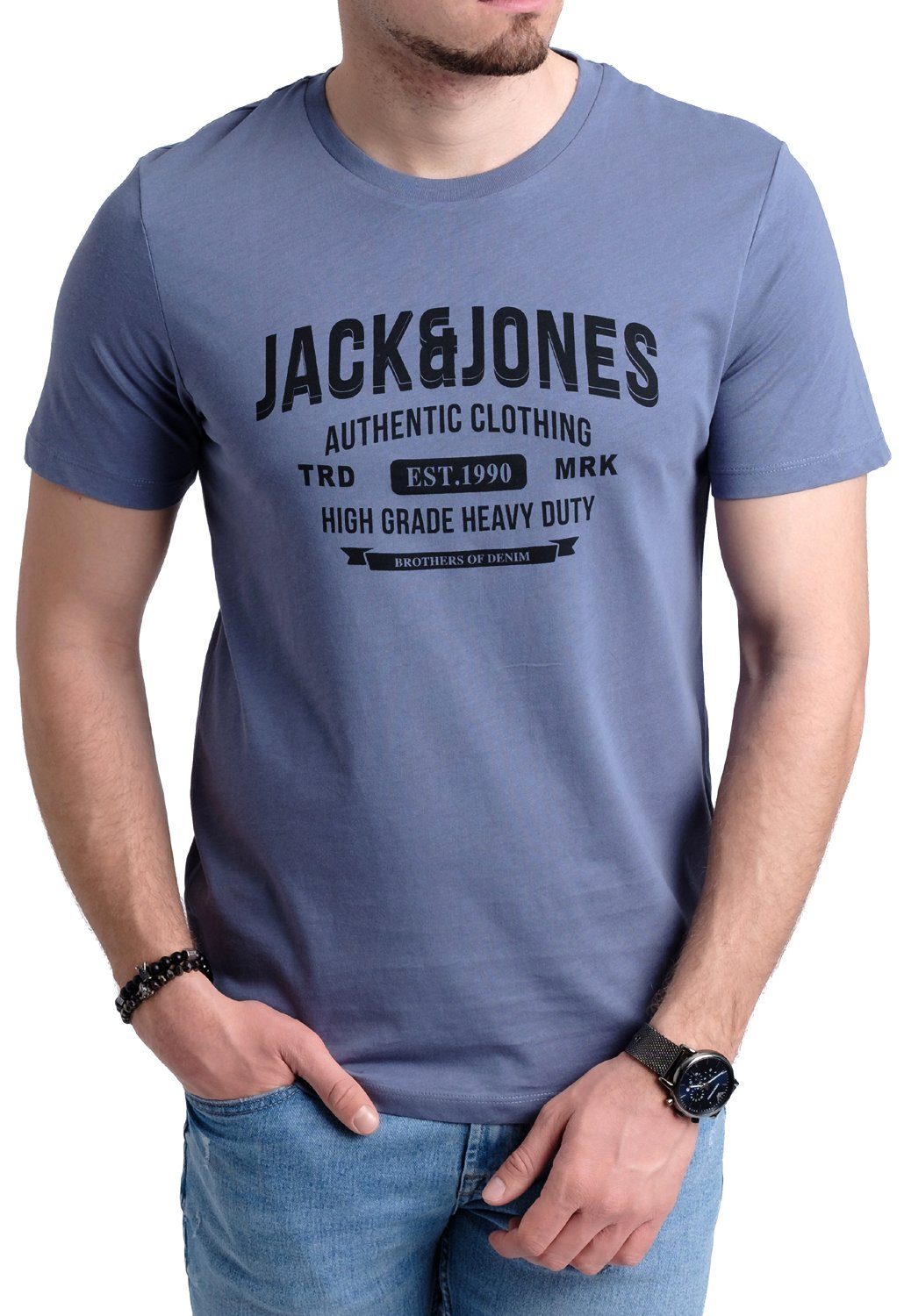 Jack & Jones Mix Print-Shirt mit Set, 5er-Pack) (Spar 4 OPT Aufdruck aus Baumwolle T-Shirts 5er
