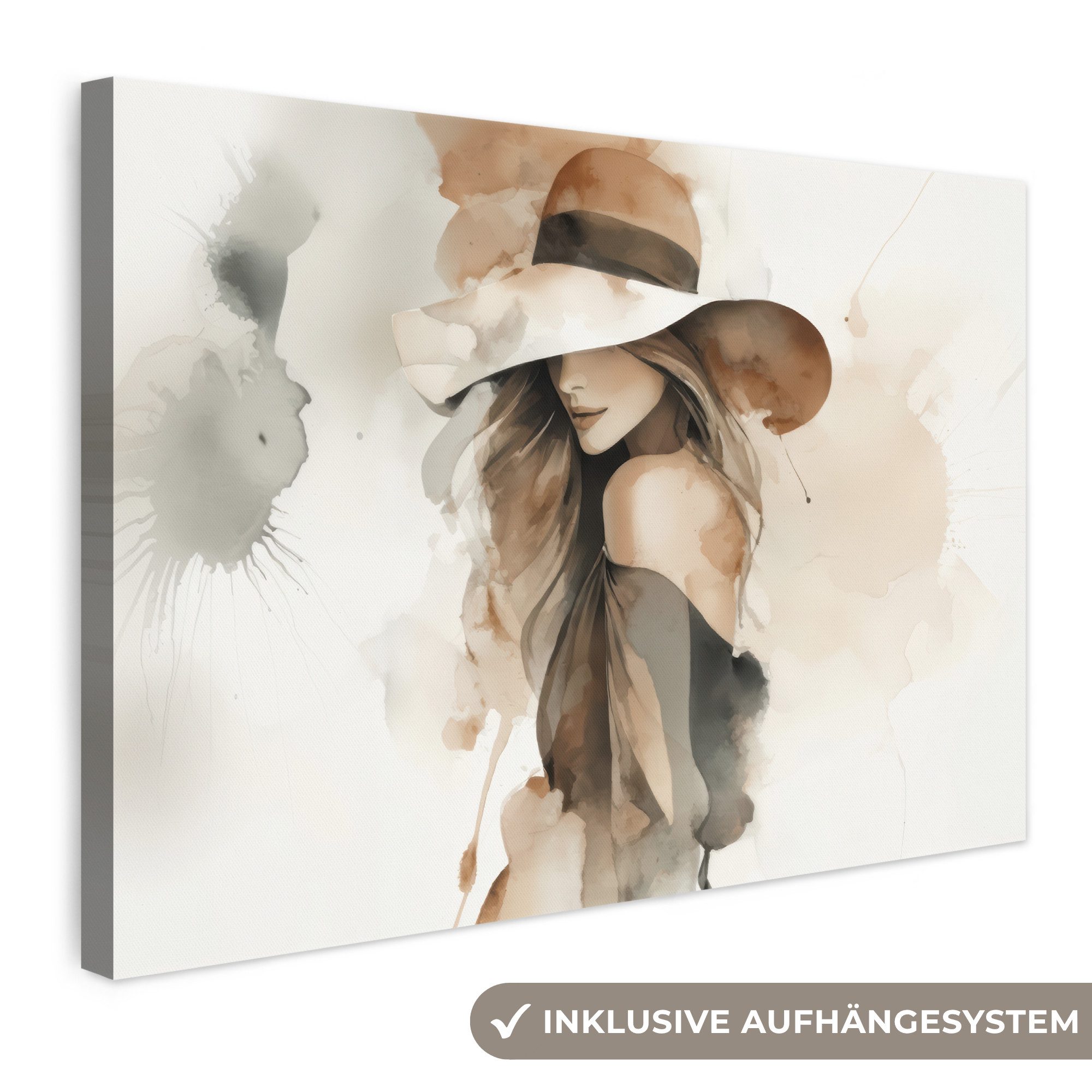 OneMillionCanvasses® Leinwandbild Mysteriös - Frau - Sepia, Fotodruck (1 St), Leinwand Bilder Klein, Wand Dekoration Aesthetic 30x20 cm