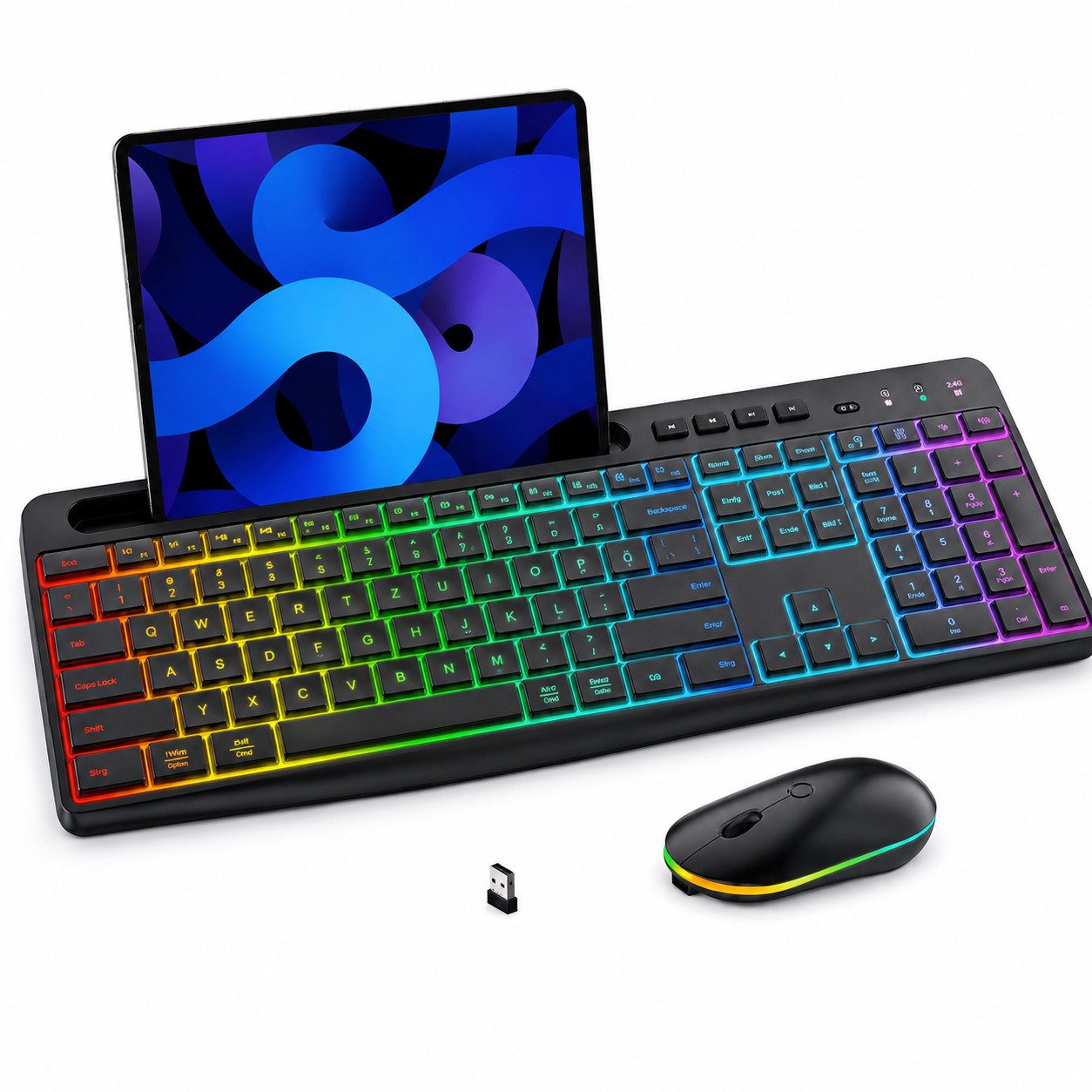 Goldstern-Tech Gaming-Tastatur (2,4-GHz Wireless Tastatur-Maus-Set mit RGB & USB-C)