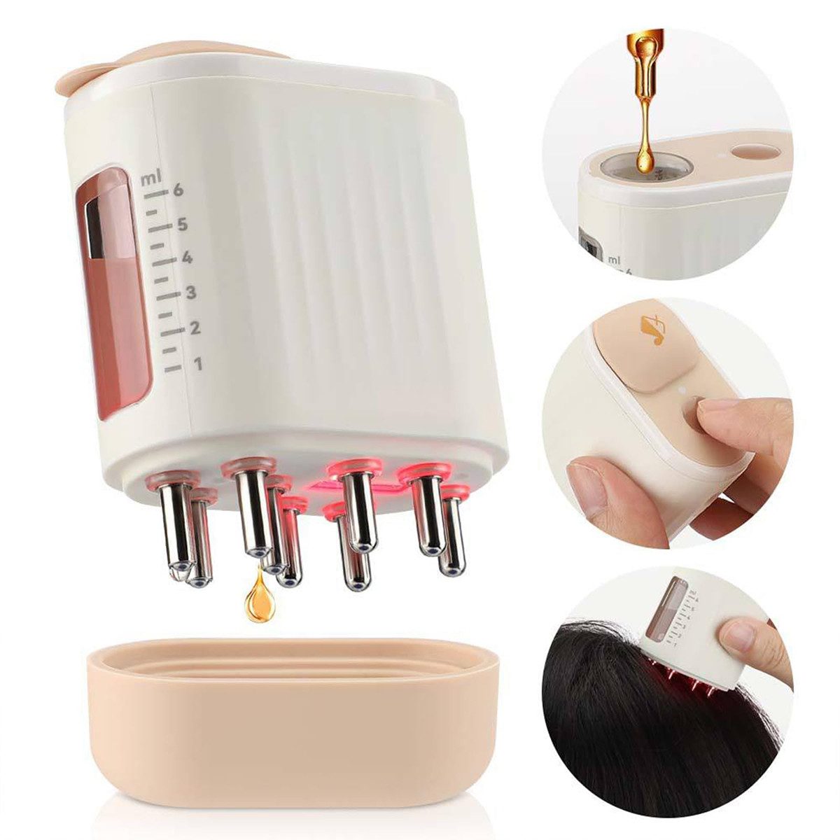 Welikera Massagegerät Elektrischer Kopfhaut-Massagekamm mit rotem Licht und EMS-Mikrostrom, 1-tlg.