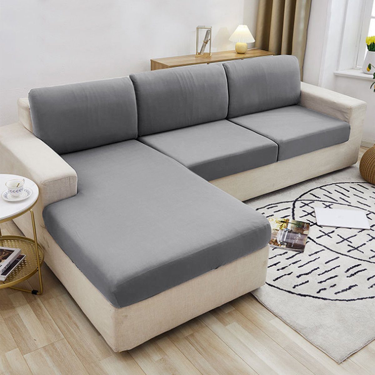 Rosnek Sofahusse 1/2/3 Sitzer Sofa Sitzbezüge Schonbezug, Elastic Stretch Sofasitzbezug, mit elastischer Unterseite