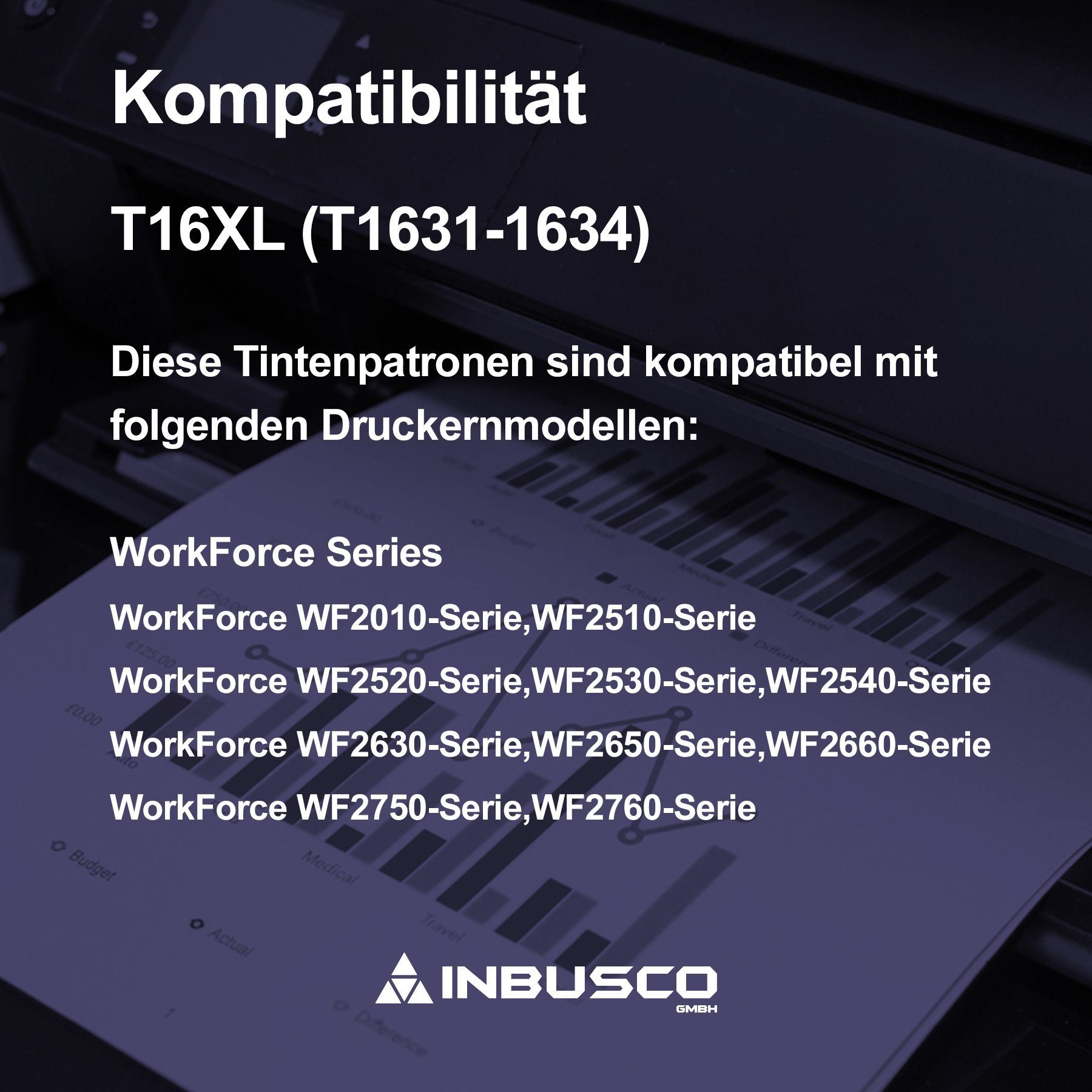 Inbusco 10x 16 XL für Epson WF2520-S WorkForce Tintenpatrone WF2010-Serie,WF2510-Serie/ 
