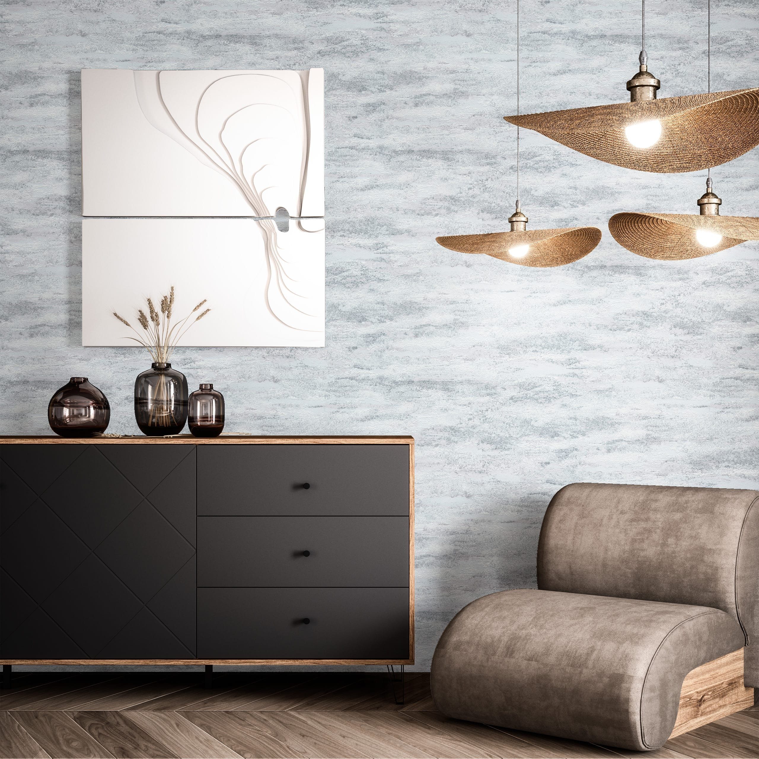 Newroom Vliestapete Zane Silver Tapete Putzoptik Putzoptik,Beton,Zement, Silber Tapete Modern Putzoptik - Putzoptik Betonoptik Grau Industrial Bauhaus Beton Zem – Bild 5 von 5