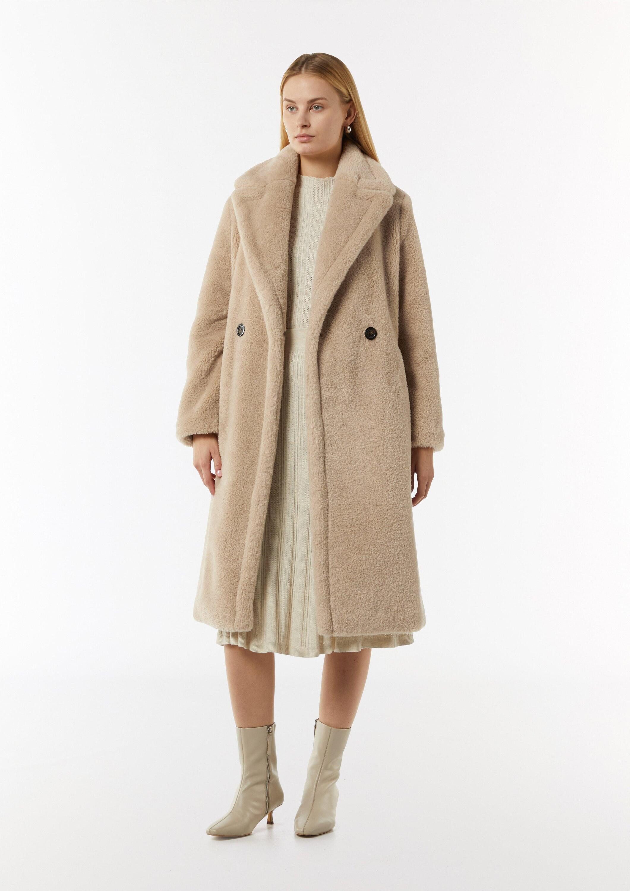 comma Wintermantel Outdoor-Mantel Mantel aus Teddy-Plüsch